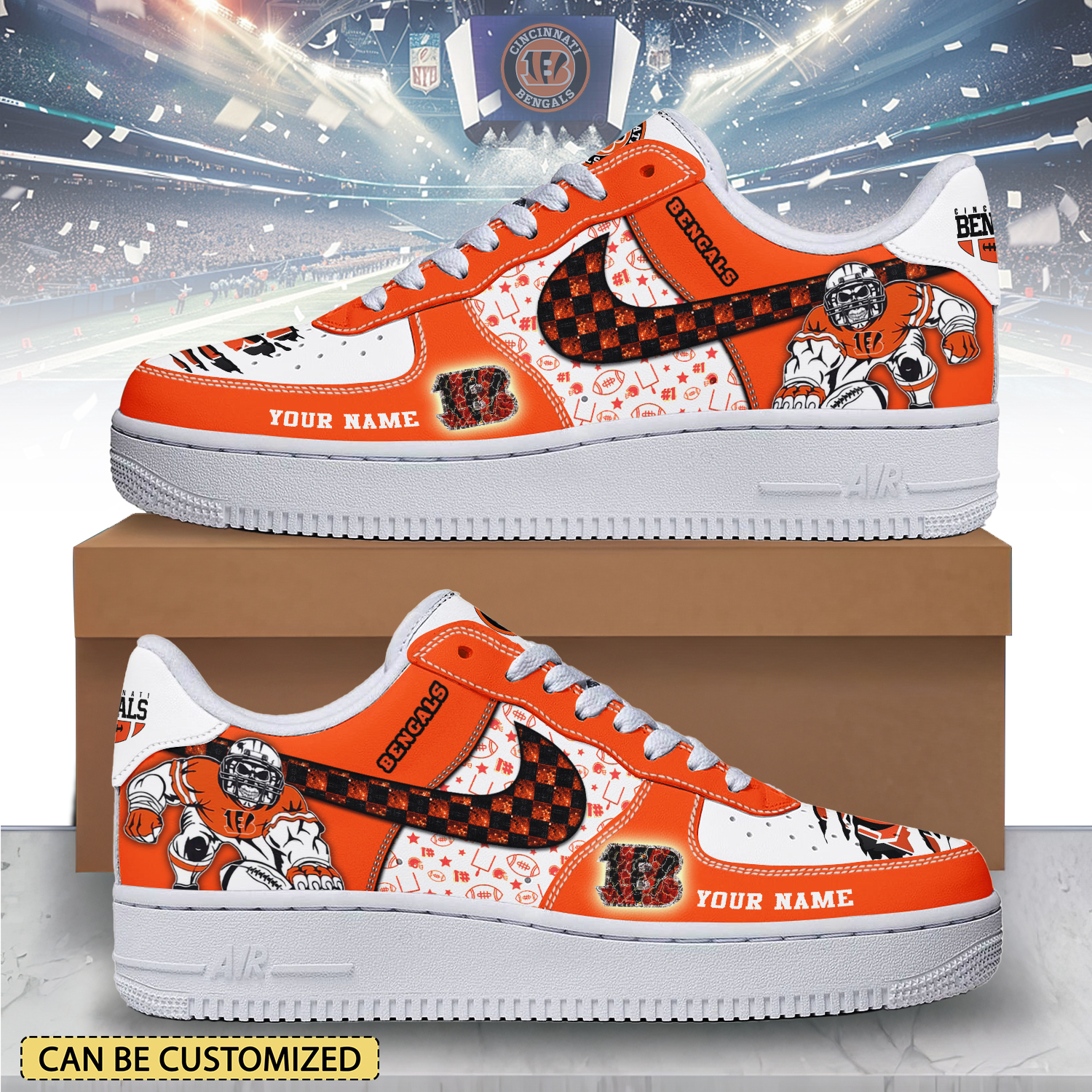 JWFancy Cincinnati Bengals Air Low-Top Sneakers Shoes For Men And Women