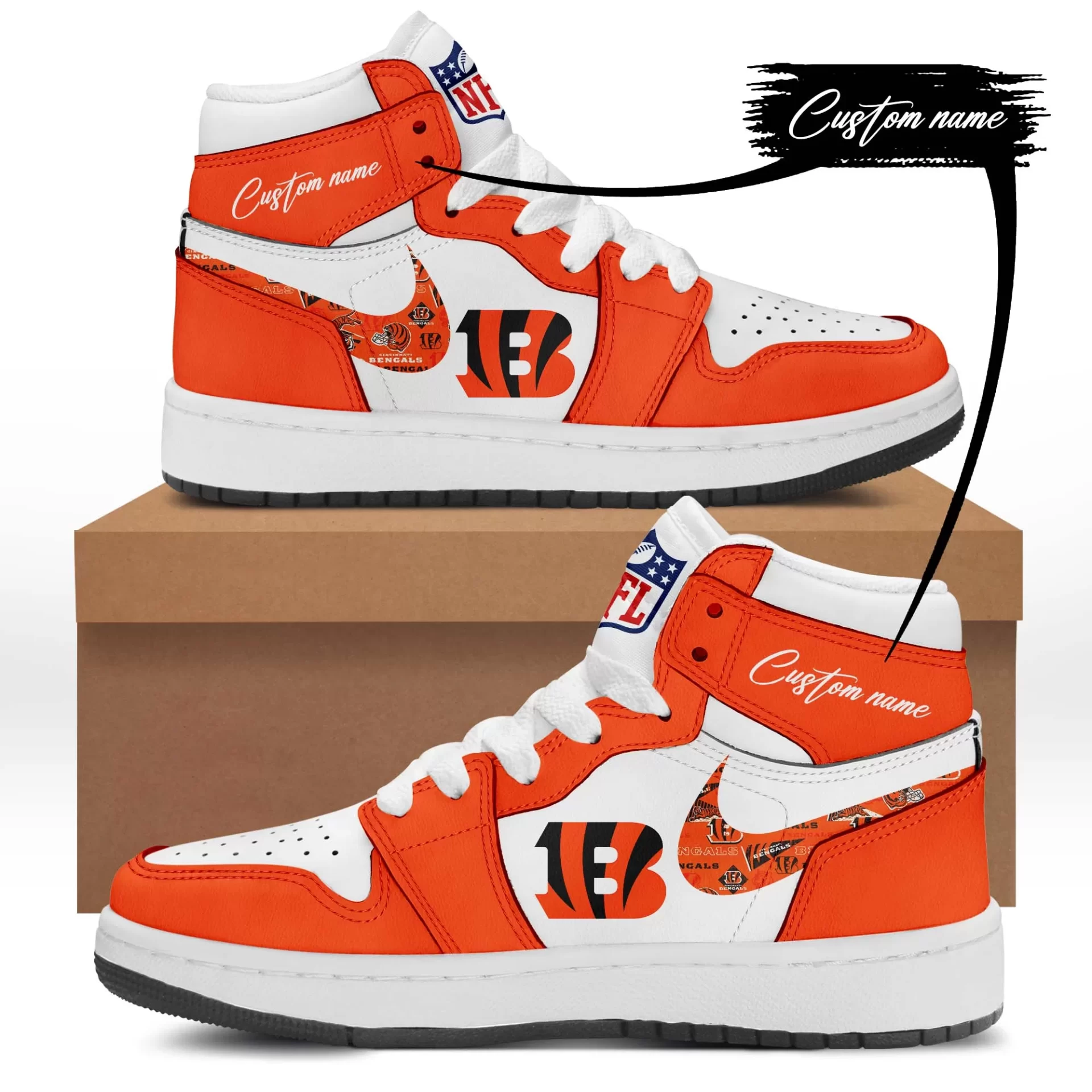 JWFancy Cincinnati Bengals AJ1 High Sneakers Shoes For Men And Women