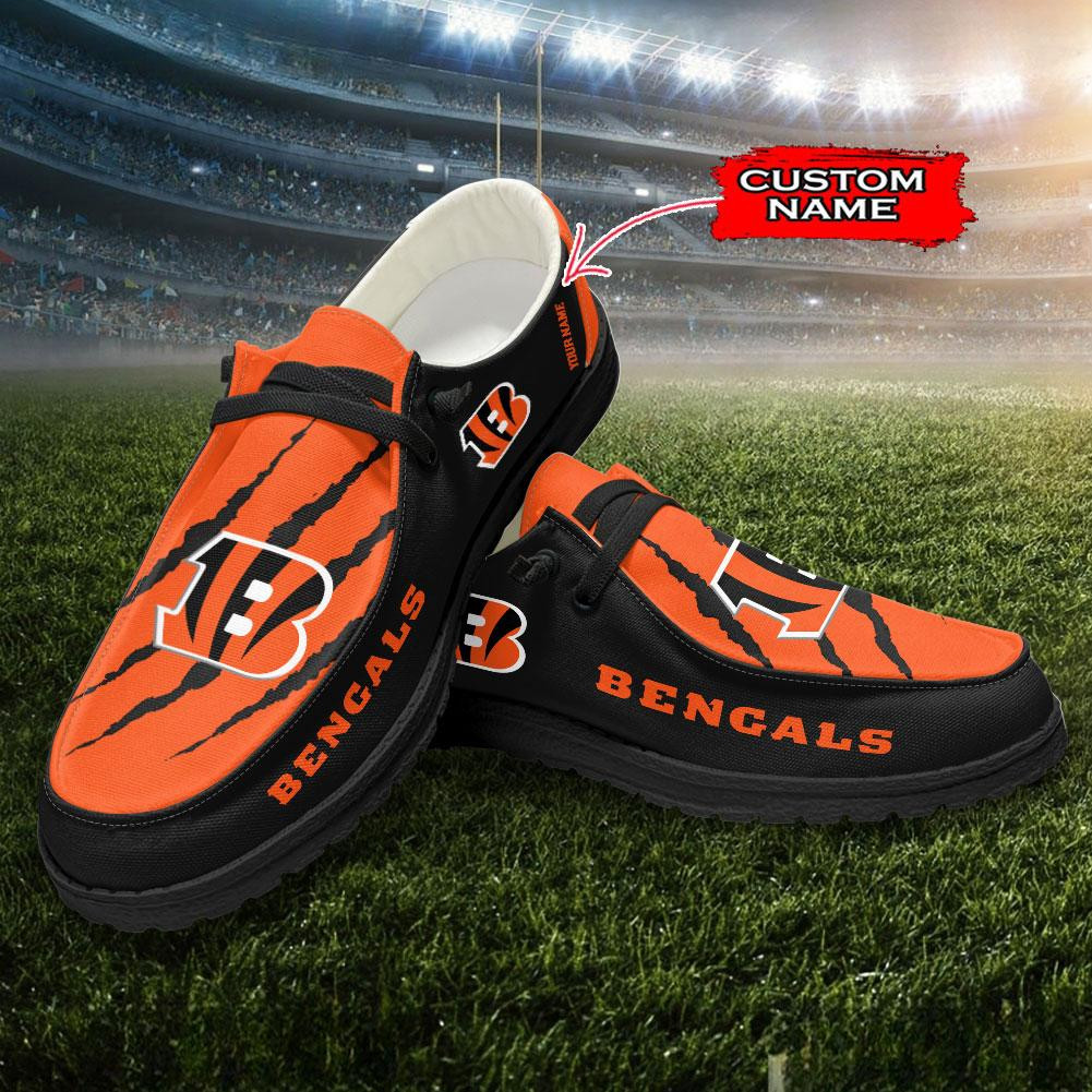 JWFancy Cincinnati Bengals Hey Dude Shoes Wally Men's Lace Up Loafers Comfortable For Men And Women