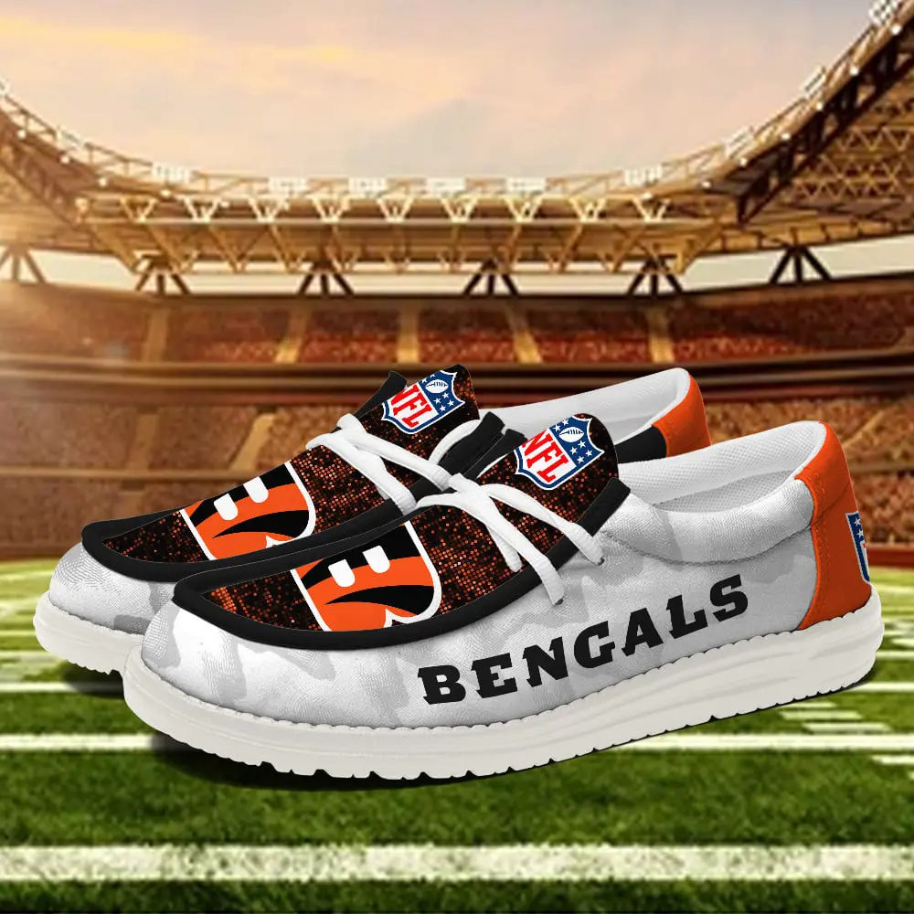 JWFancy Cincinnati Bengals Hey Dude Shoes Wally Men's Lace Up Loafers Comfortable For Men And Women