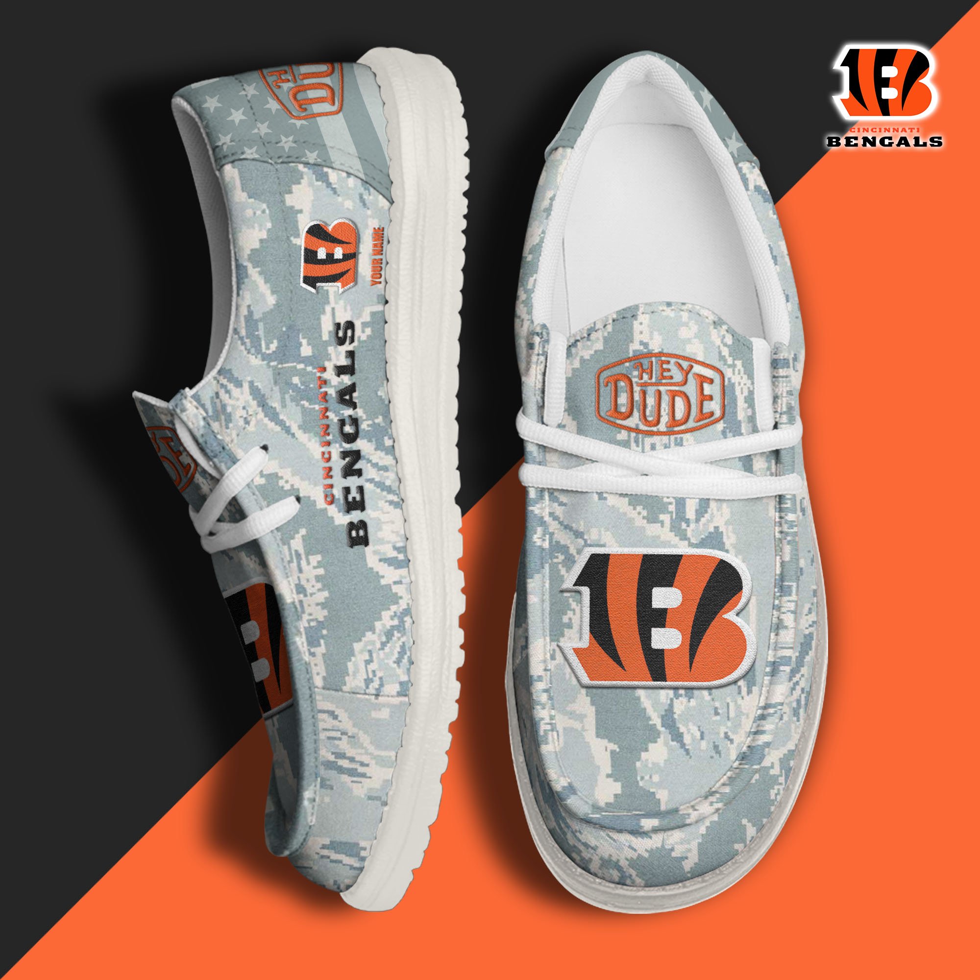 JWFancy Cincinnati Bengals Hey Dude Shoes Wally Men's Lace Up Loafers Comfortable For Men And Women
