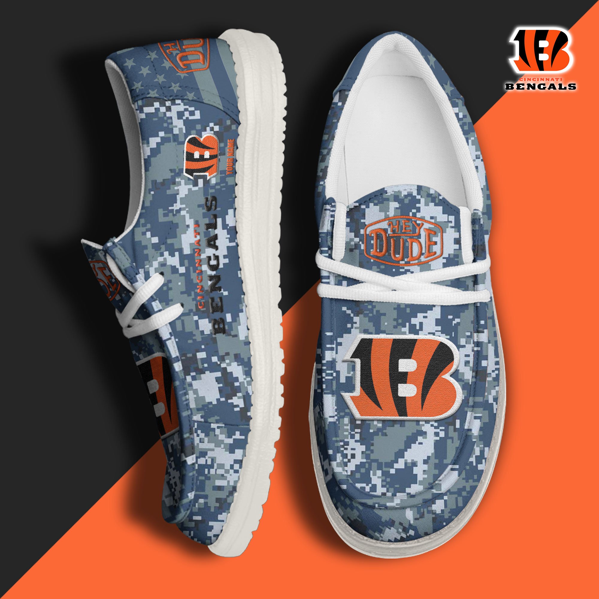 JWFancy Cincinnati Bengals Hey Dude Shoes Wally Men's Lace Up Loafers Comfortable For Men And Women