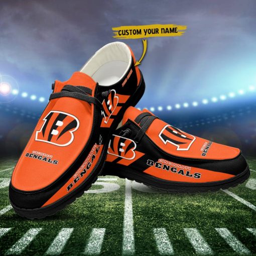 JWFancy Cincinnati Bengals Hey Dude Shoes Wally Men's Lace Up Loafers Comfortable For Men And Women