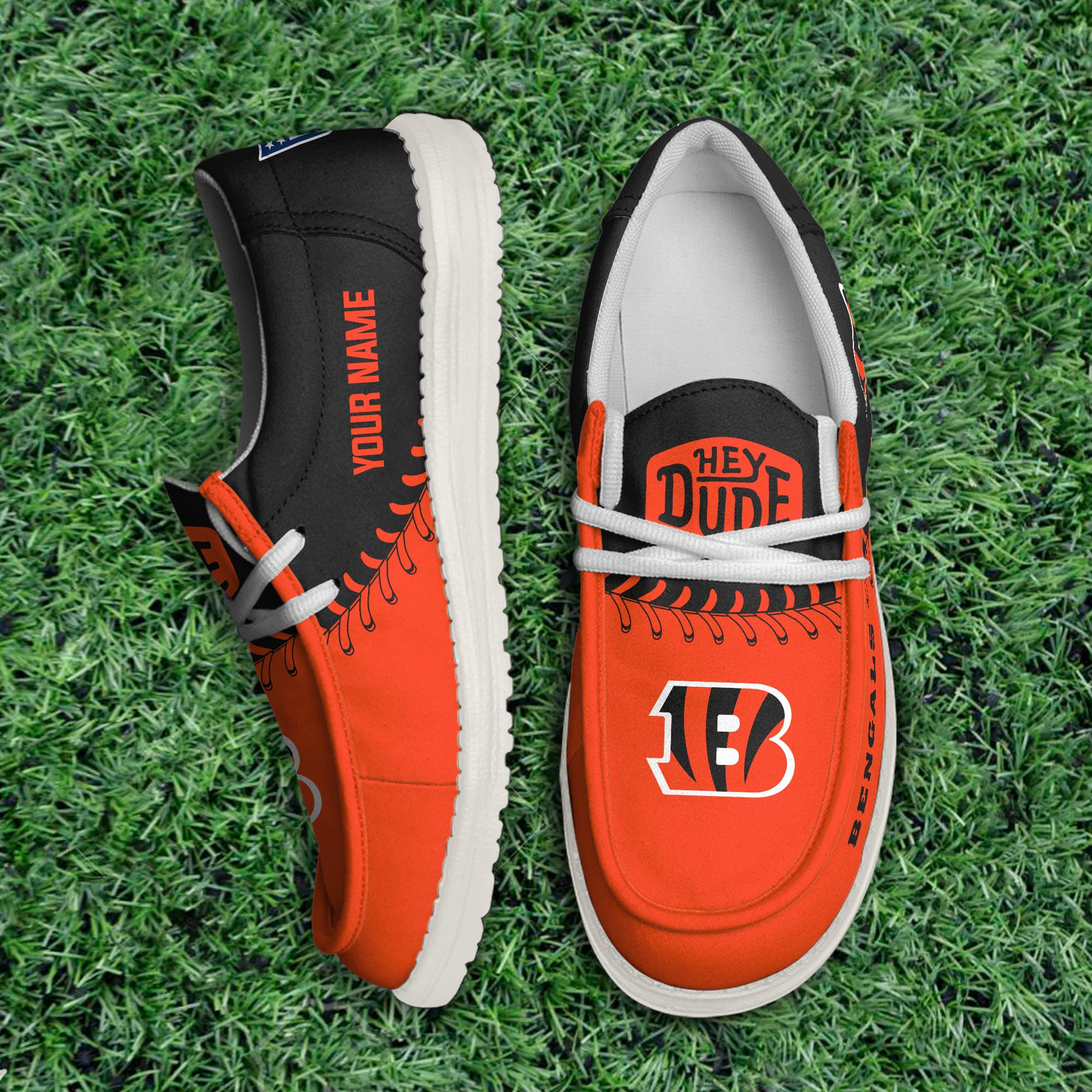 JWFancy Cincinnati Bengals Hey Dude Shoes Wally Men's Lace Up Loafers Comfortable For Men And Women