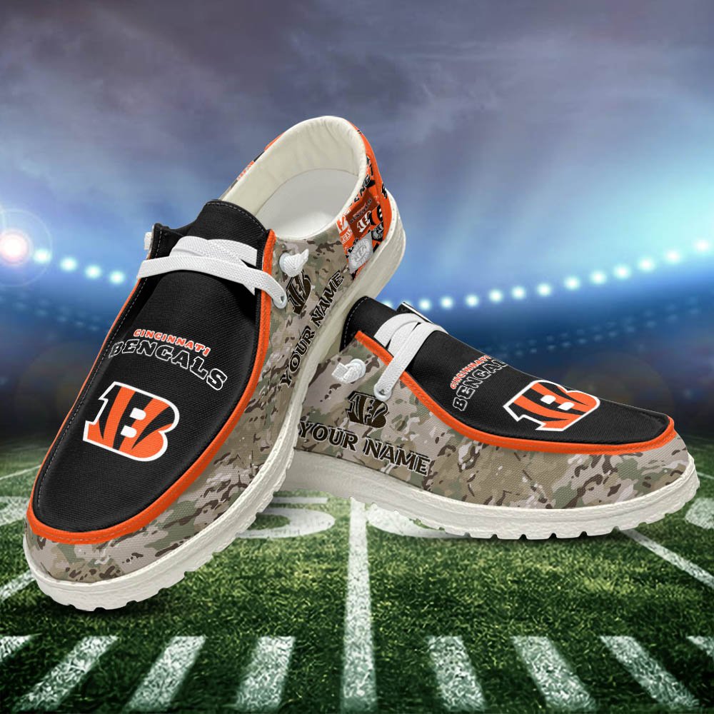 JWFancy Cincinnati Bengals Hey Dude Shoes Wally Men's Lace Up Loafers Comfortable For Men And Women