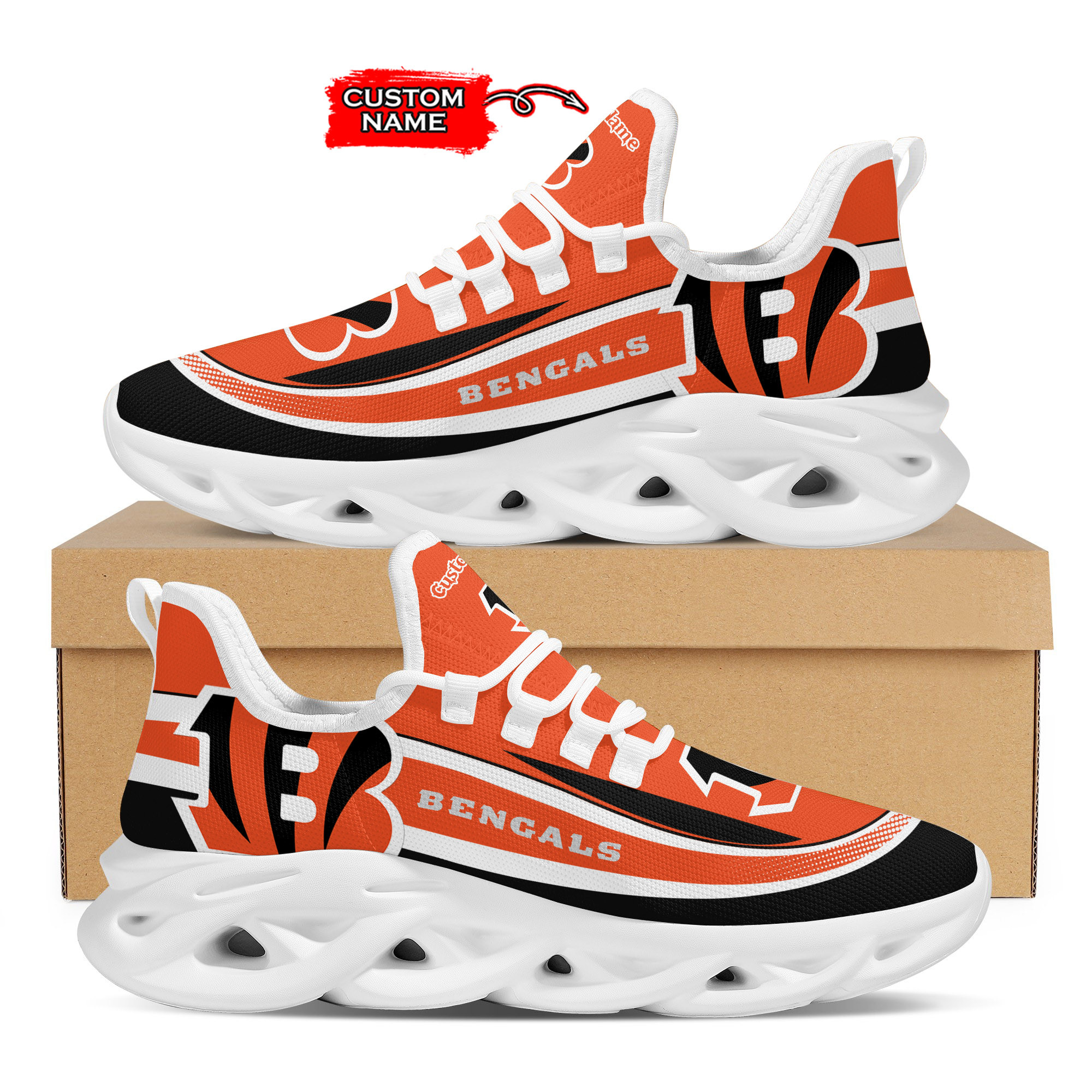 JWFancy Cincinnati Bengals Max Soul Shoes Sneakers For Men And Women