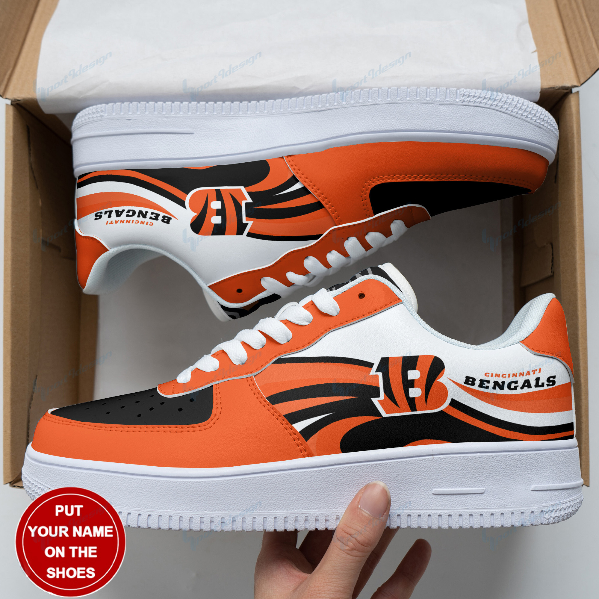JWFancy Cincinnati Bengals NFL Air Low-Top Sneakers Shoes For Men And Women