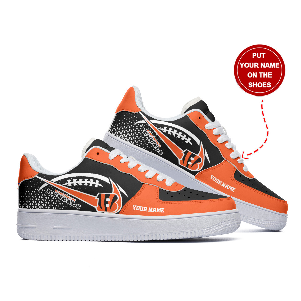 JWFancy Cincinnati Bengals NFL Air Low-Top Sneakers Shoes For Men And Women