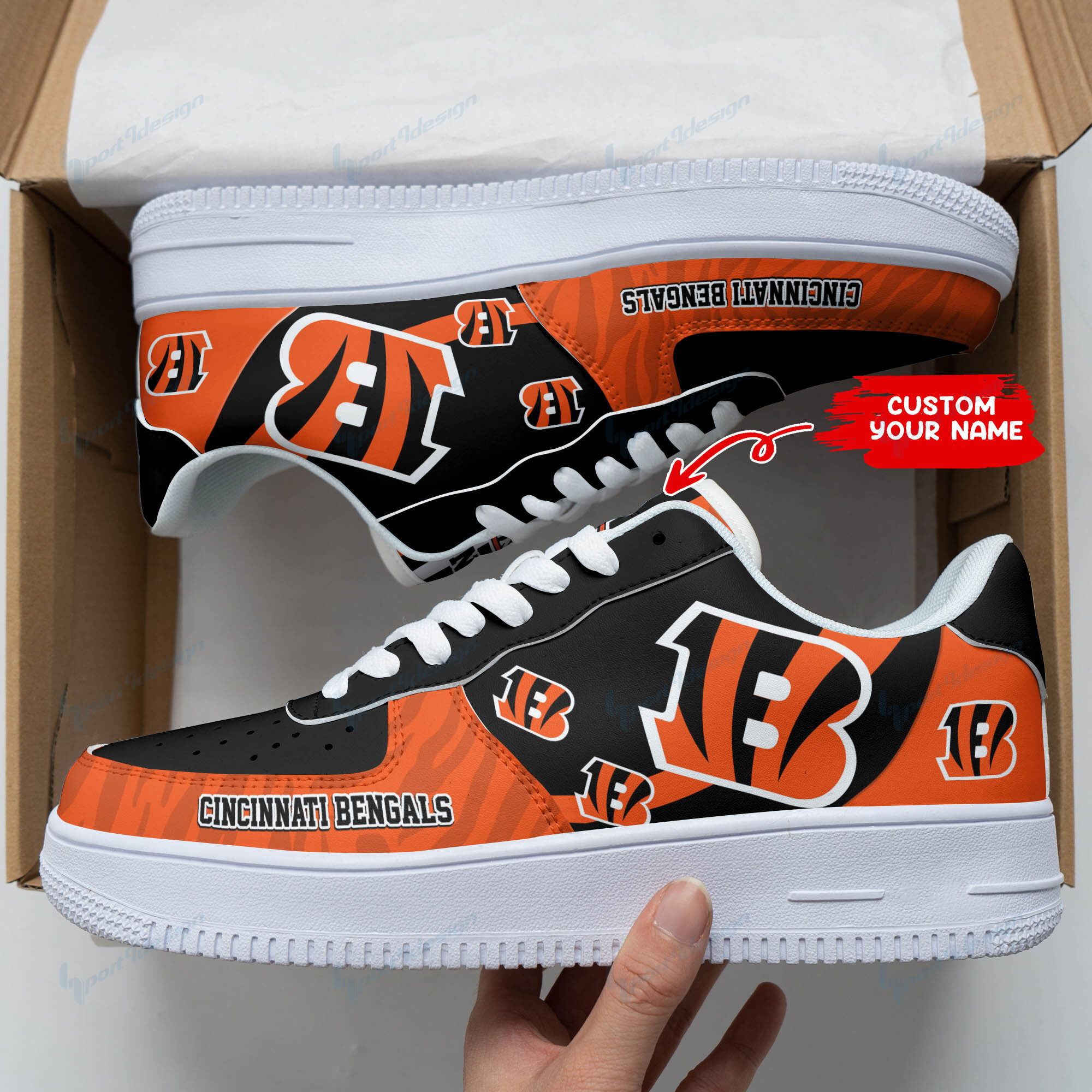 JWFancy Cincinnati Bengals NFL Air Low-Top Sneakers Shoes For Men And Women