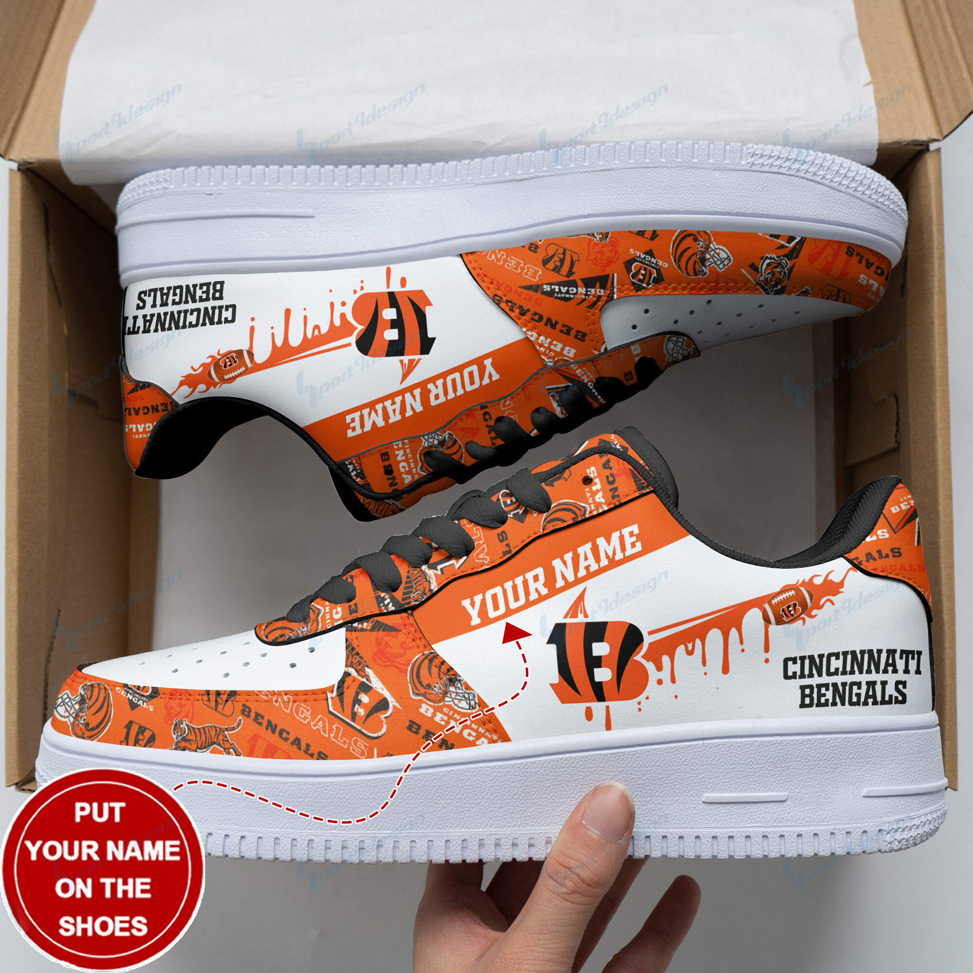 JWFancy Cincinnati Bengals NFL Air Low-Top Sneakers Shoes For Men And Women