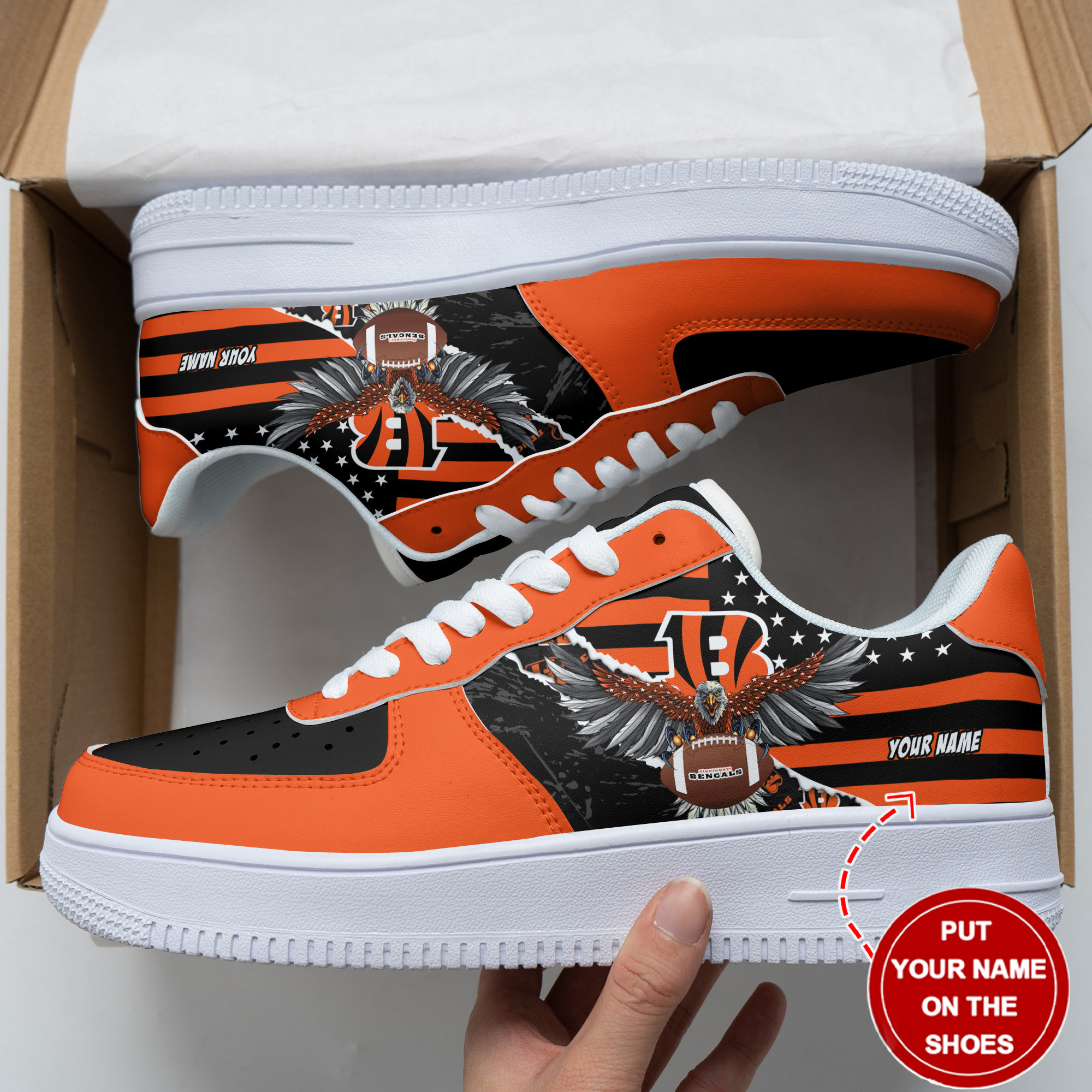 JWFancy Cincinnati Bengals NFL Air Low-Top Sneakers Shoes For Men And Women