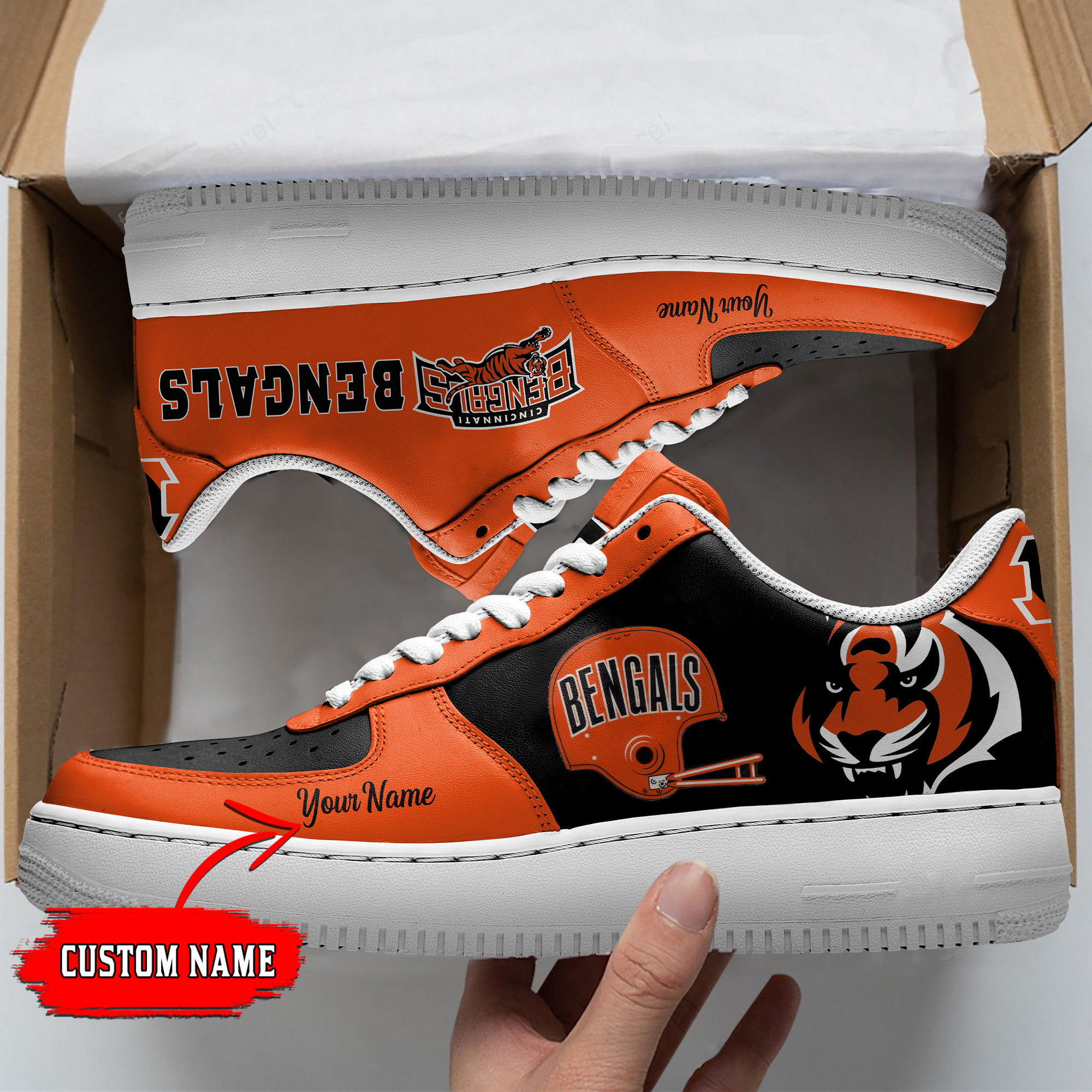 JWFancy Cincinnati Bengals NFL Air Low-Top Sneakers Shoes For Men And Women