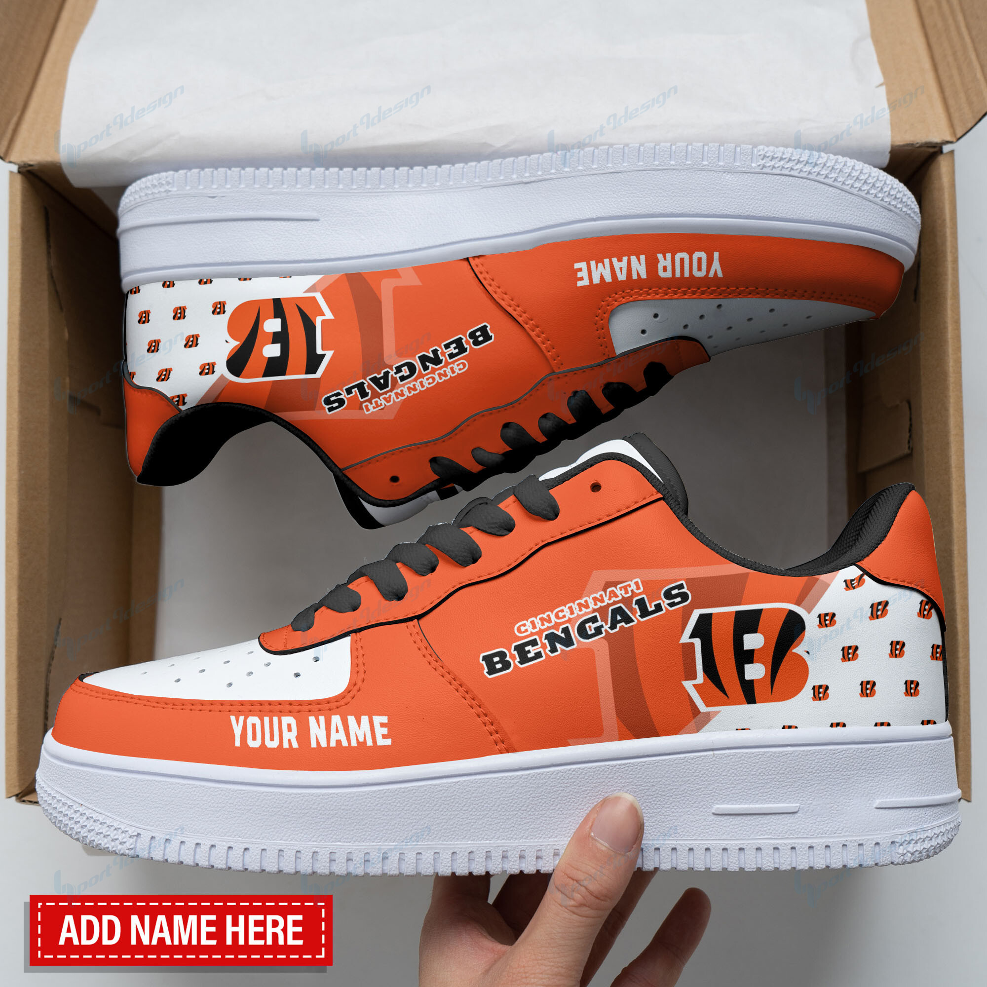 JWFancy Cincinnati Bengals NFL Air Low-Top Sneakers Shoes For Men And Women
