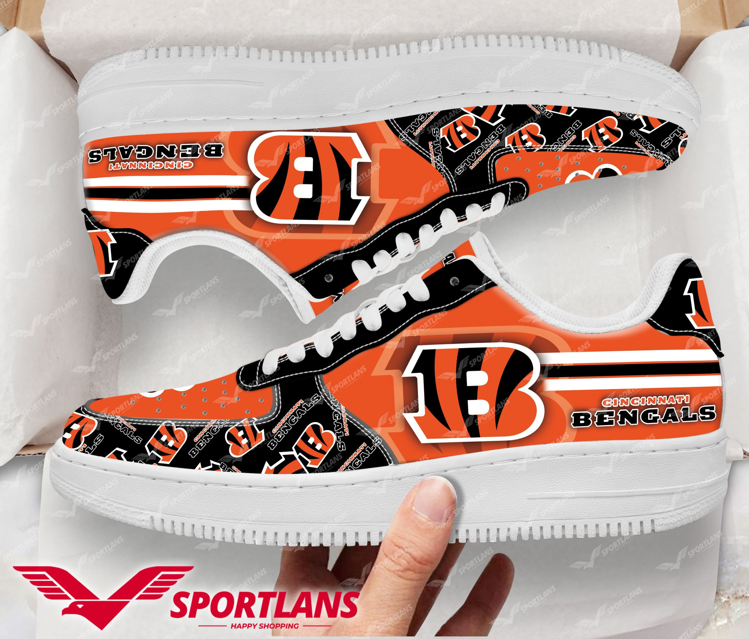JWFancy Cincinnati Bengals NFL Air Low-Top Sneakers Shoes For Men And Women
