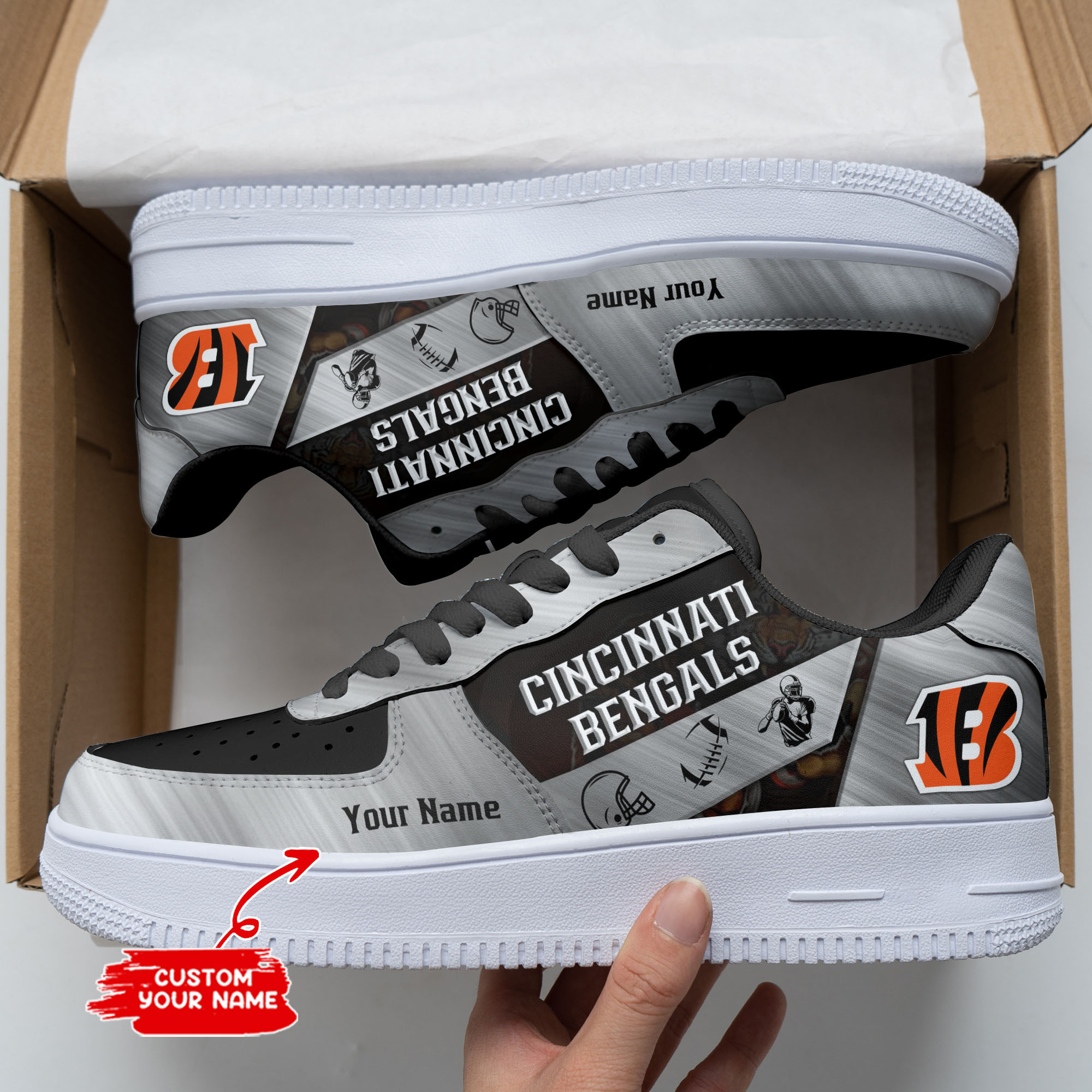 JWFancy Cincinnati Bengals NFL Air Low-Top Sneakers Shoes For Men And Women
