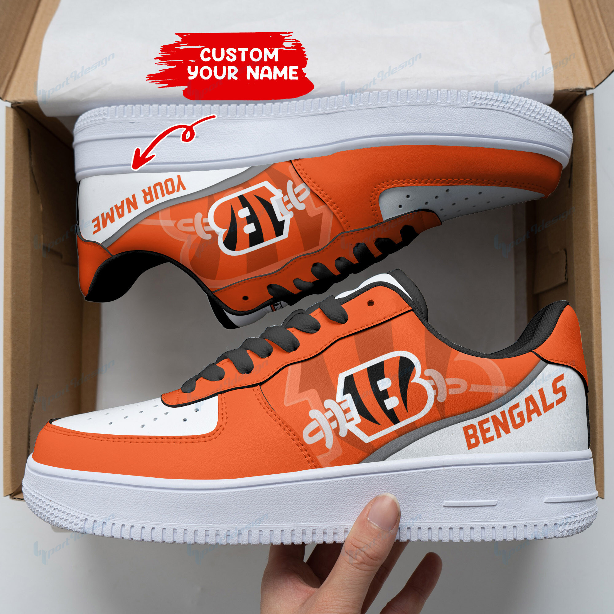 JWFancy Cincinnati Bengals NFL Air Low-Top Sneakers Shoes For Men And Women