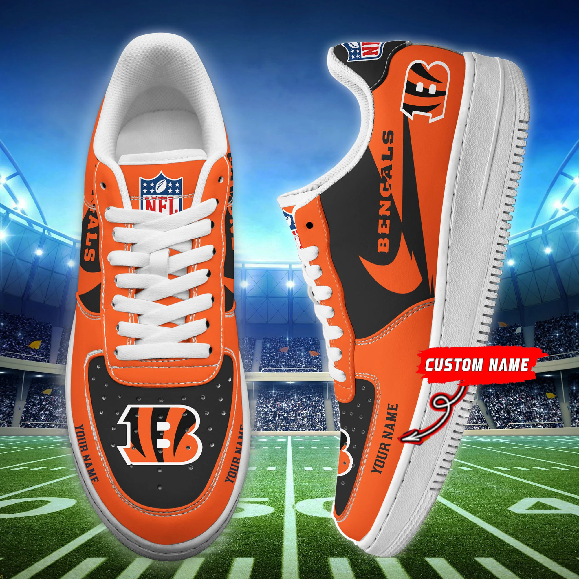 JWFancy Cincinnati Bengals NFL Air Low-Top Sneakers Shoes For Men And Women