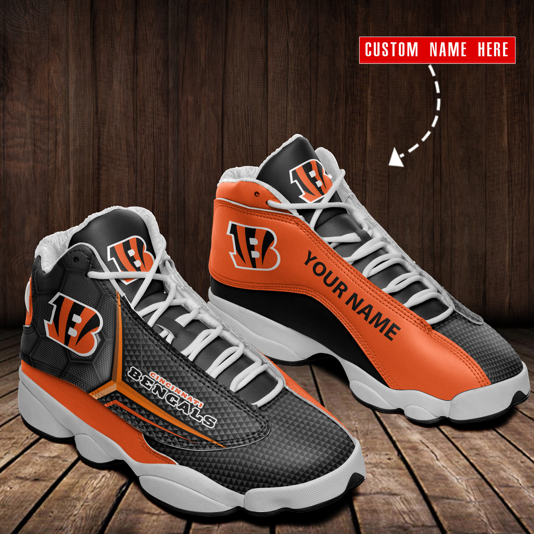 JWFancy Cincinnati Bengals NFL AJ13 Sneakers Shoes For Men And Women