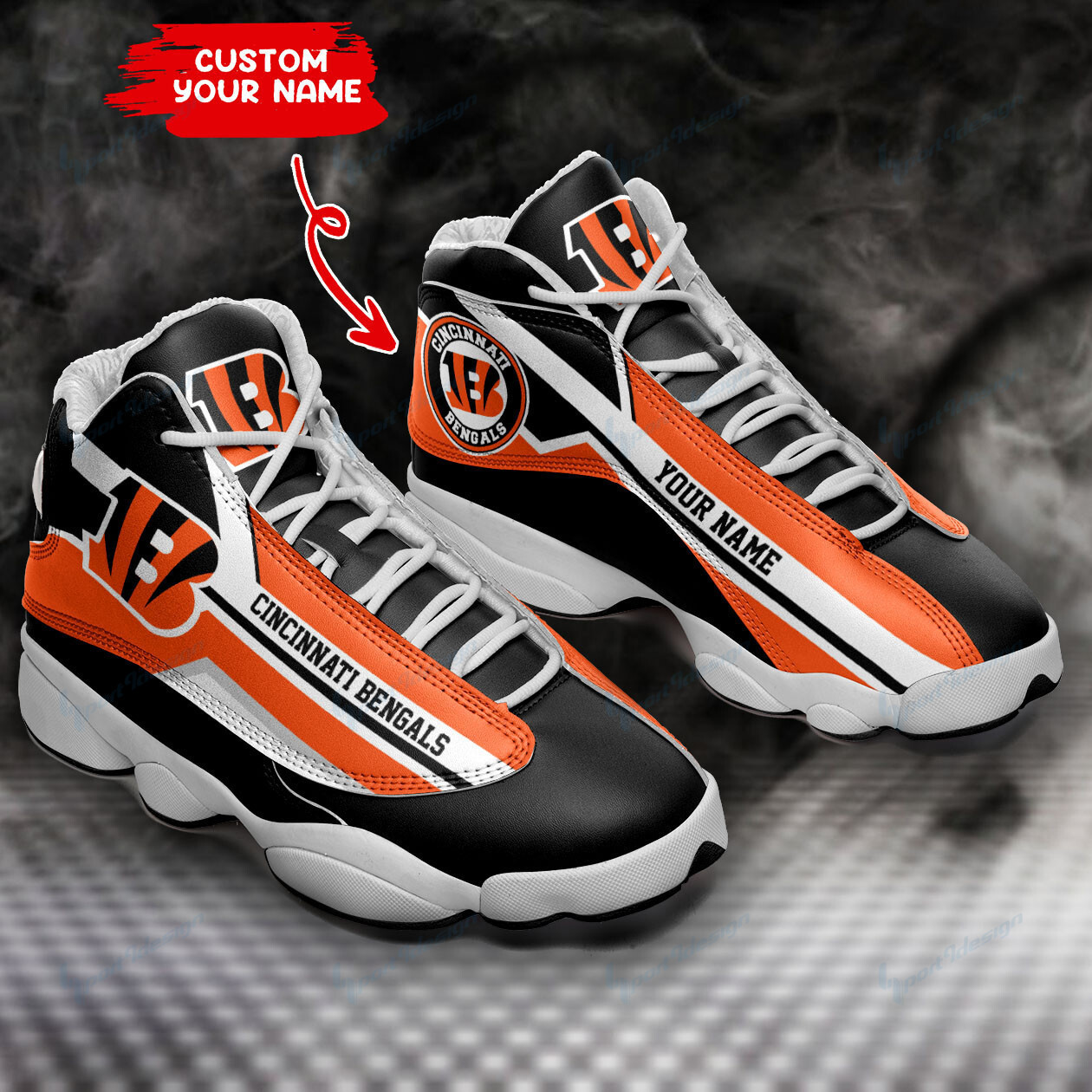 JWFancy Cincinnati Bengals NFL AJ13 Sneakers Shoes For Men And Women