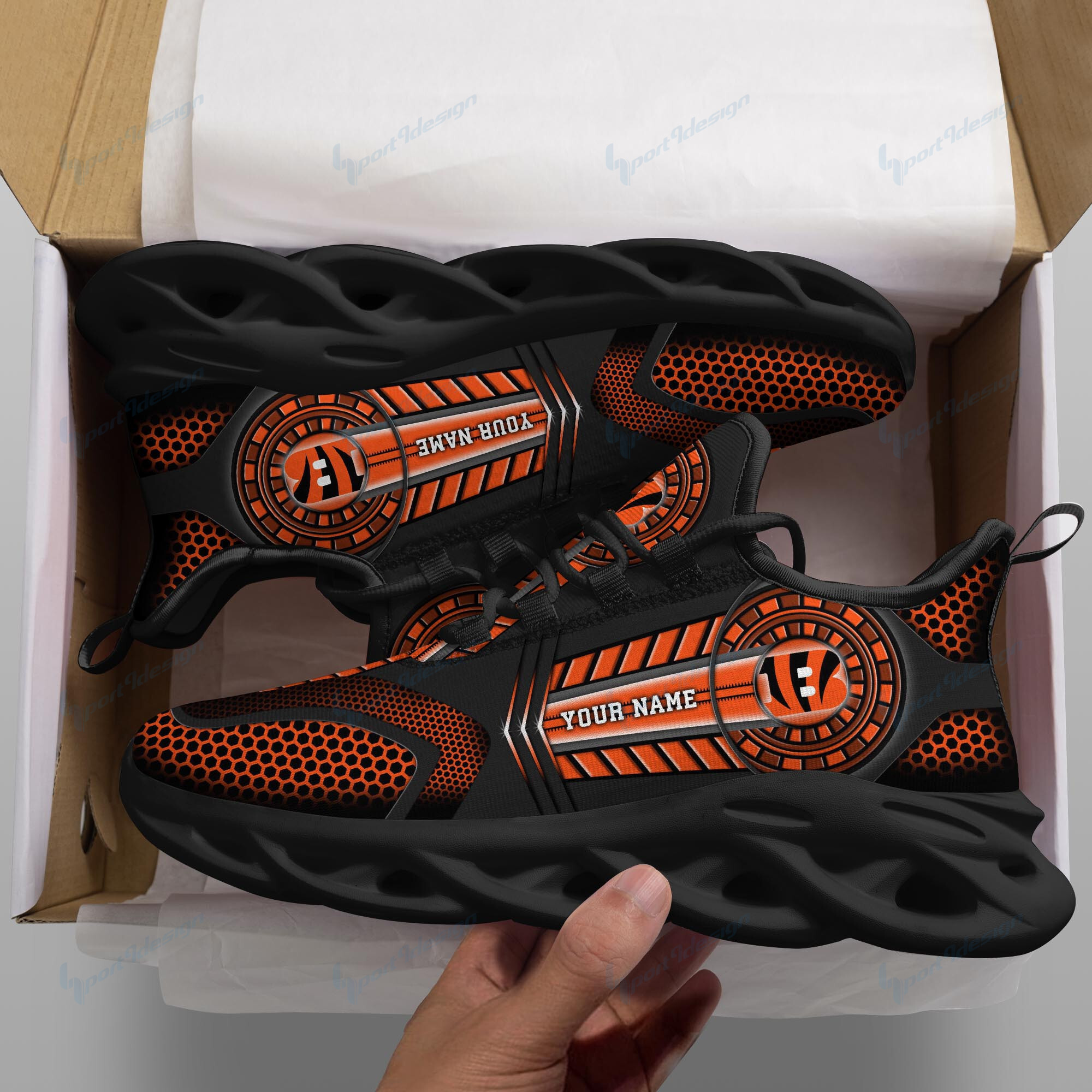 JWFancy Cincinnati Bengals NFL Max Soul Shoes Sneakers For Men And Women