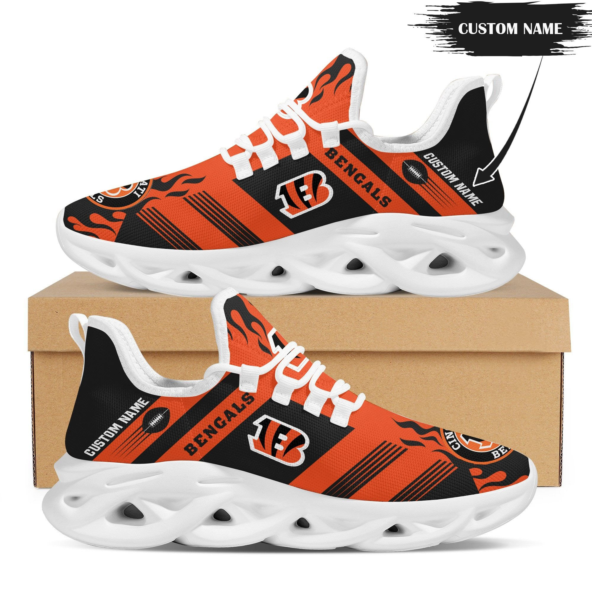 JWFancy Cincinnati Bengals NFL Max Soul Shoes Sneakers For Men And Women