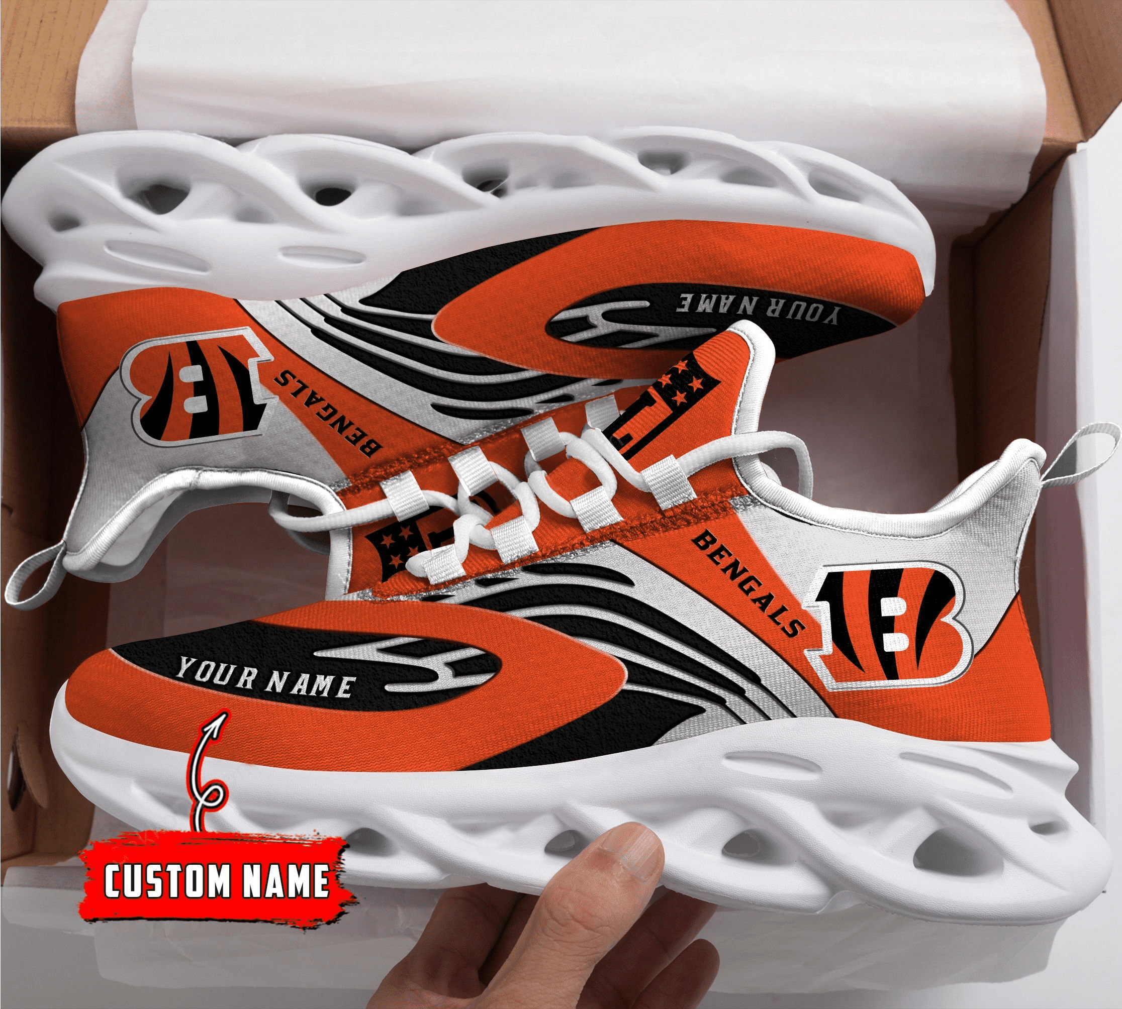 JWFancy Cincinnati Bengals NFL Max Soul Shoes Sneakers For Men And Women
