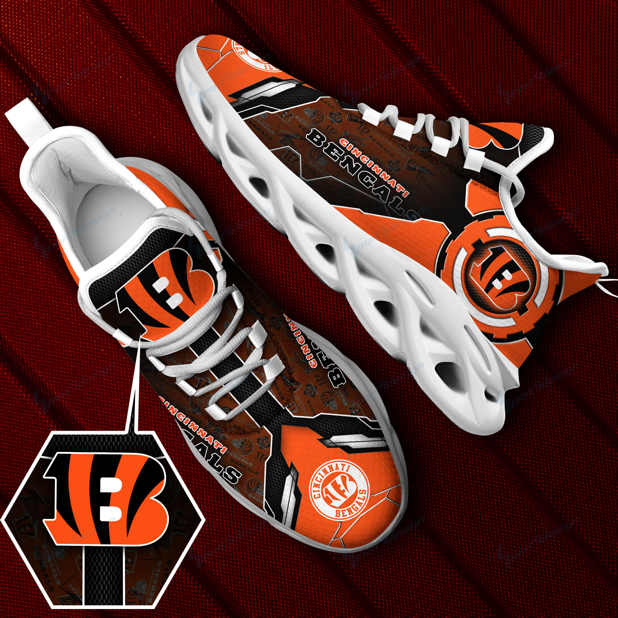 JWFancy Cincinnati Bengals NFL Max Soul Shoes Sneakers For Men And Women