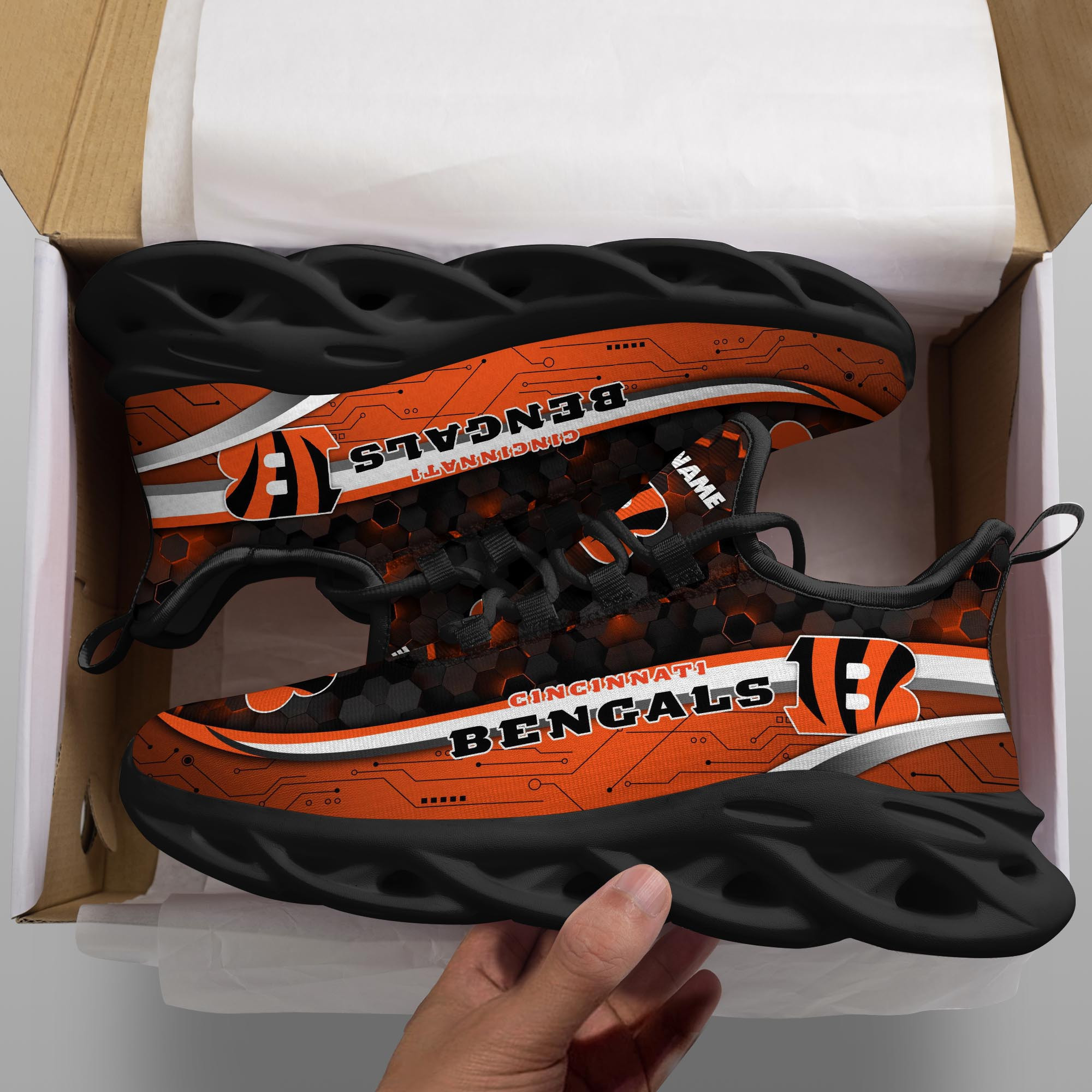 JWFancy Cincinnati Bengals NFL Max Soul Shoes Sneakers For Men And Women
