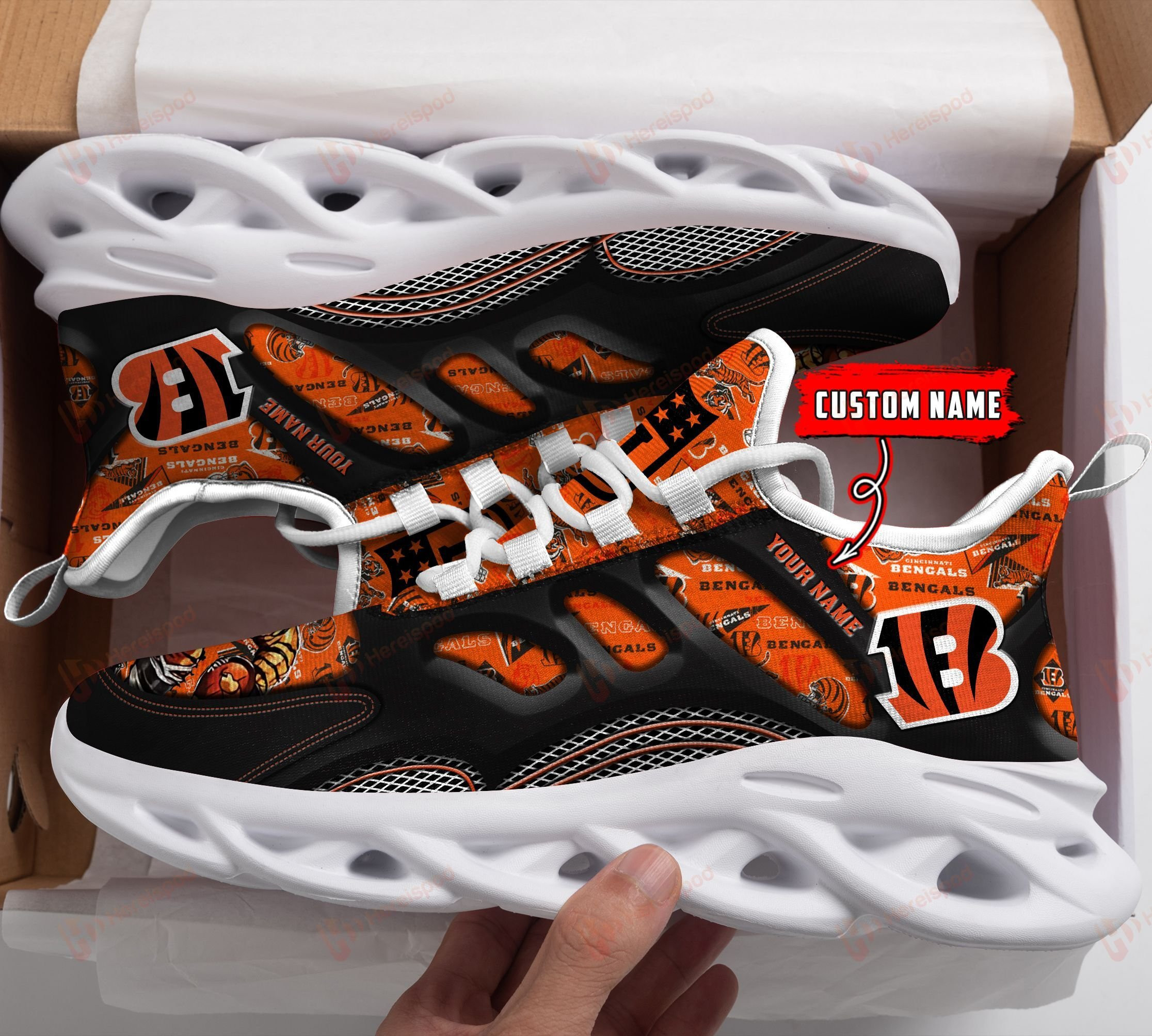 JWFancy Cincinnati Bengals NFL Max Soul Shoes Sneakers For Men And Women