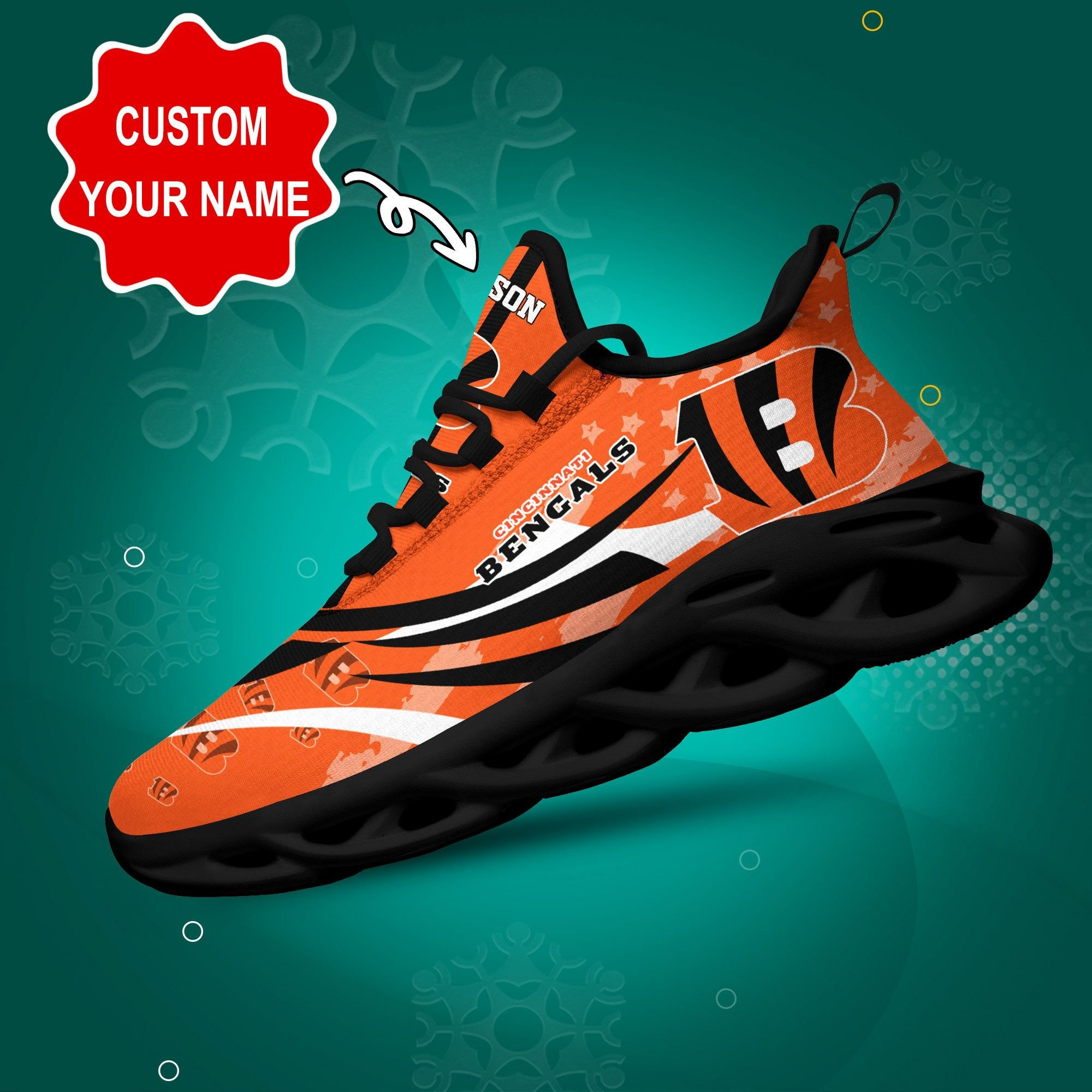 JWFancy Cincinnati Bengals NFL Max Soul Shoes Sneakers For Men And Women