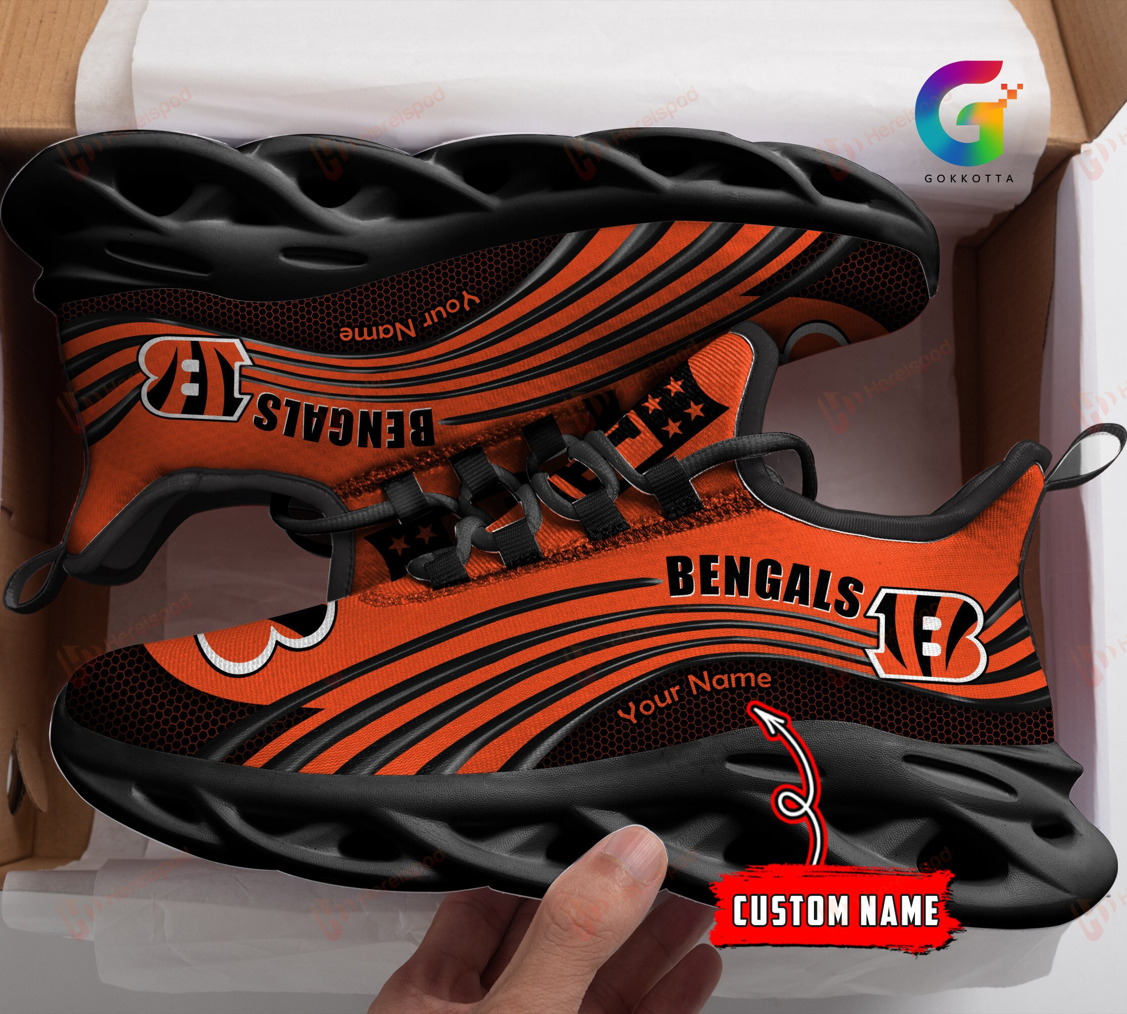 JWFancy Cincinnati Bengals NFL Max Soul Shoes Sneakers For Men And Women