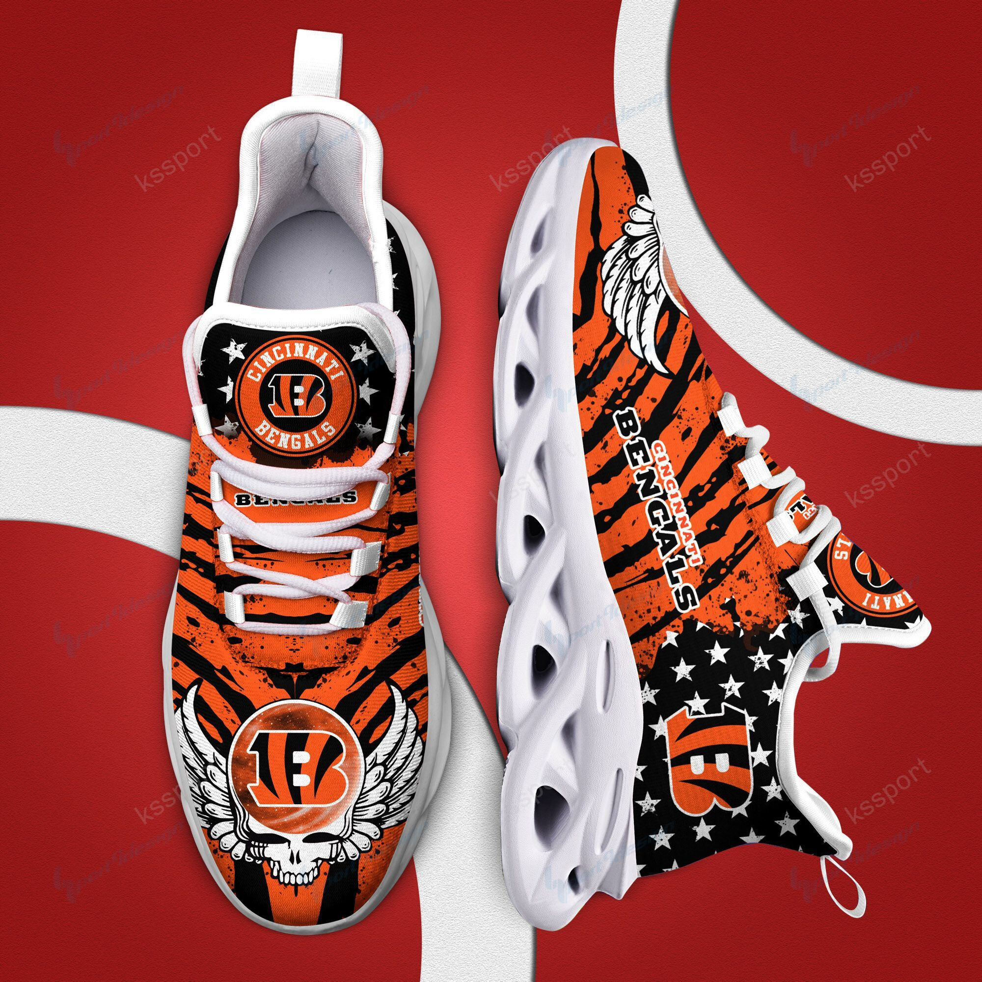 JWFancy Cincinnati Bengals NFL Max Soul Shoes Sneakers For Men And Women