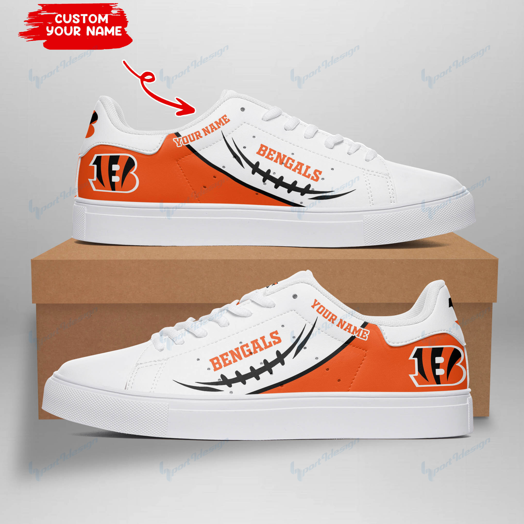 JWFancy Cincinnati Bengals Skate Stan Shoes Sneakes For Men And Women