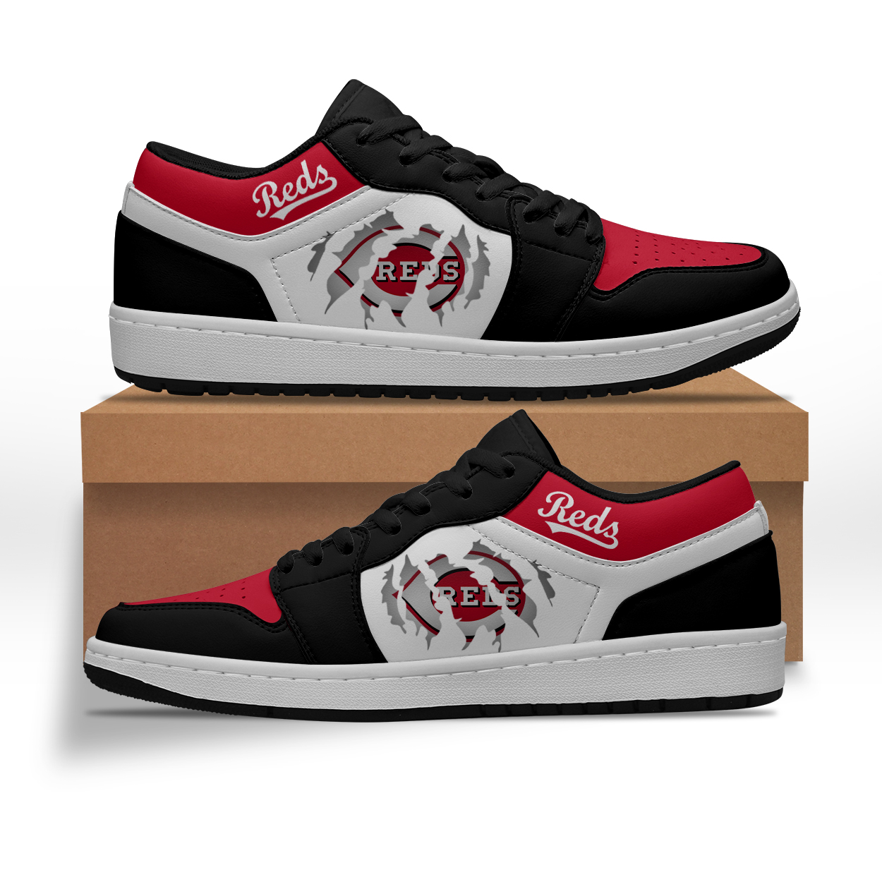 JWFancy Cincinnati Reds AJ1 Low Sneakers Shoes For Men And Women
