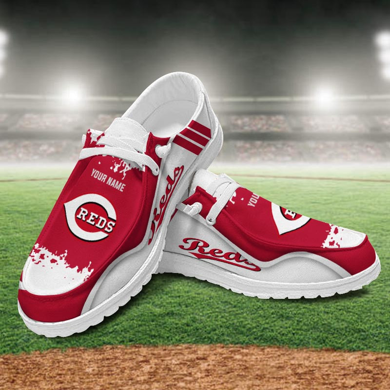 JWFancy Cincinnati Reds Hey Dude Shoes Wally Men's Lace Up Loafers Comfortable For Men And Women