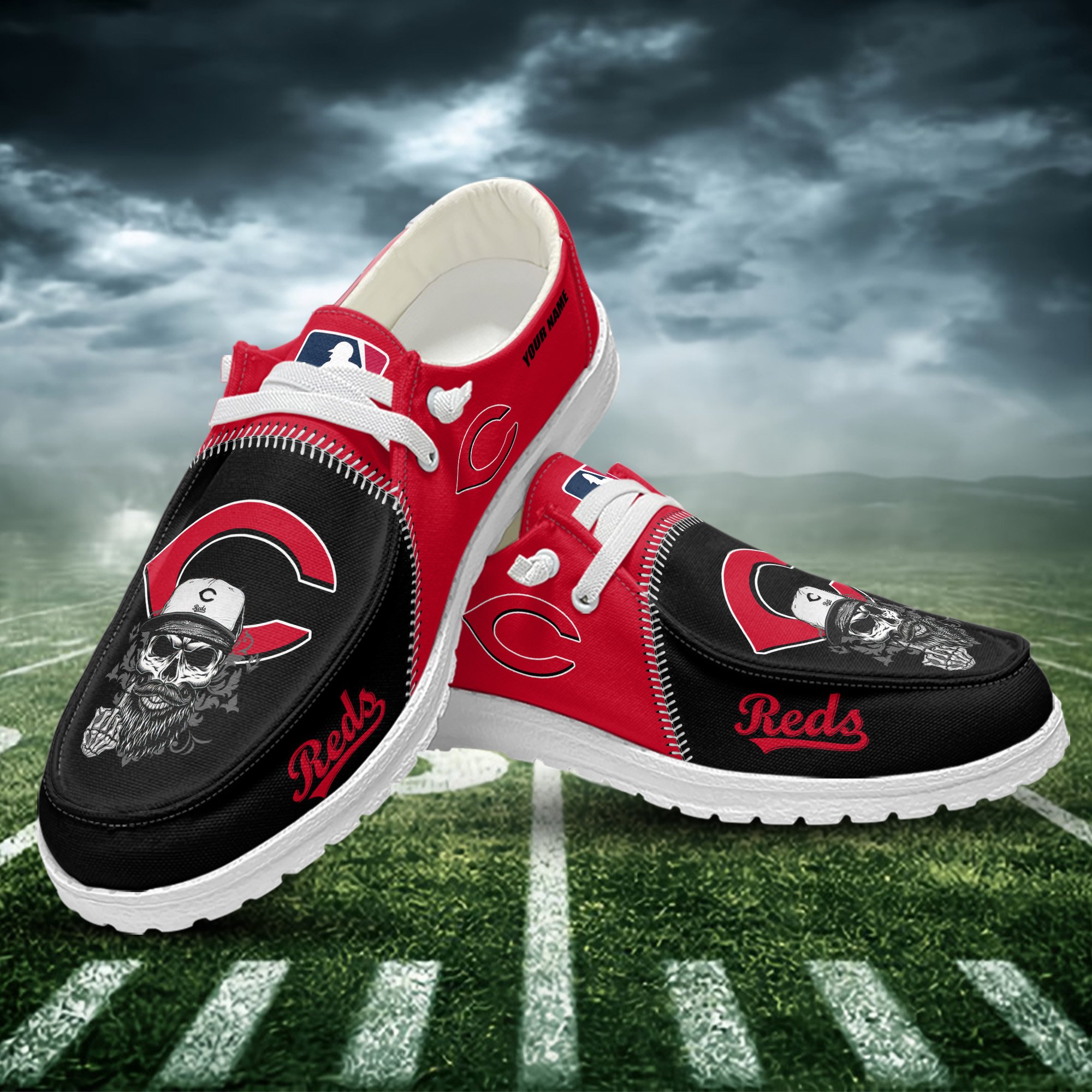 JWFancy Cincinnati Reds Hey Dude Shoes Wally Men's Lace Up Loafers Comfortable For Men And Women