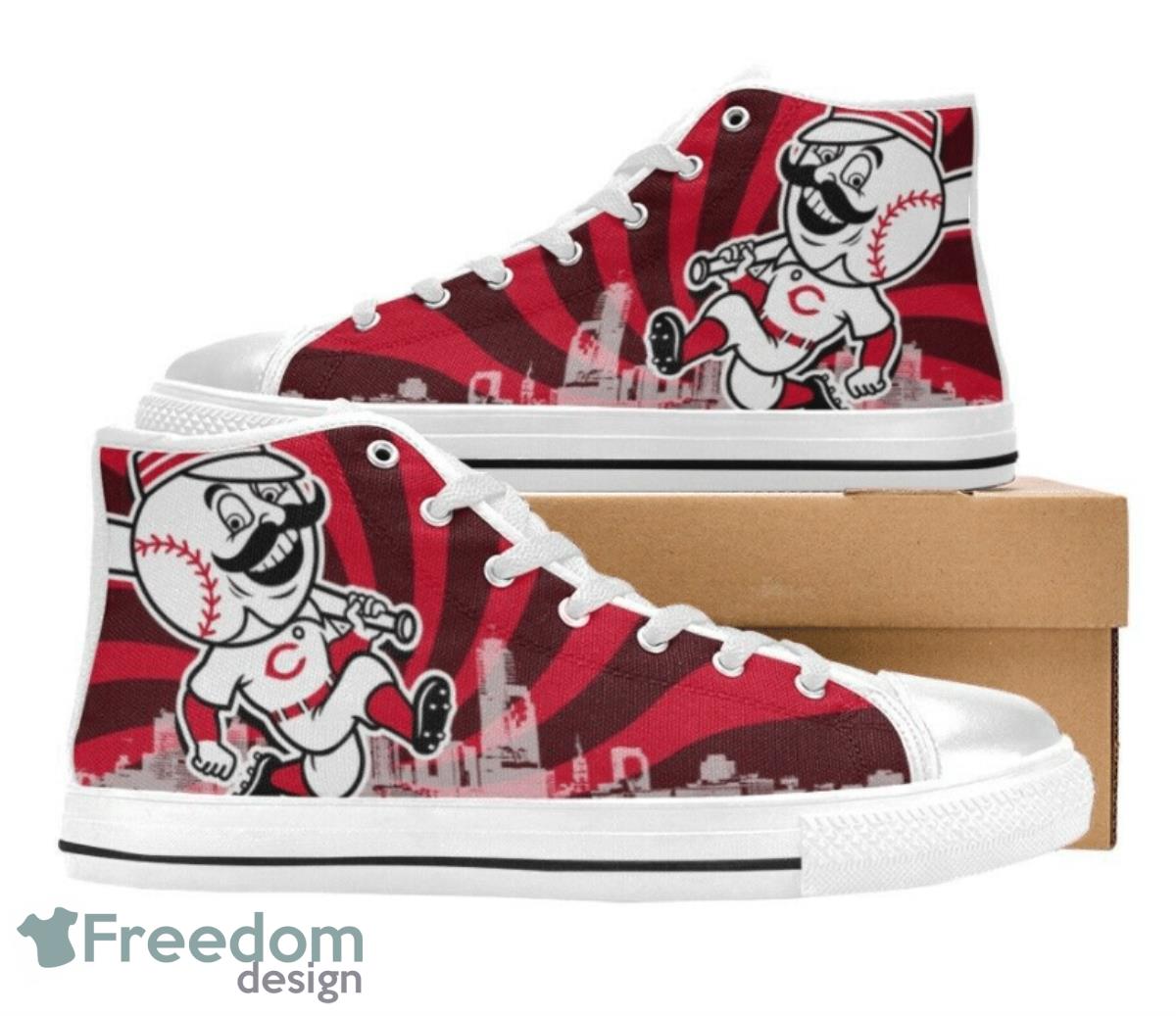 JWFancy Cincinnati Reds High Top Canvas Sneakers Shoes For Men And Women