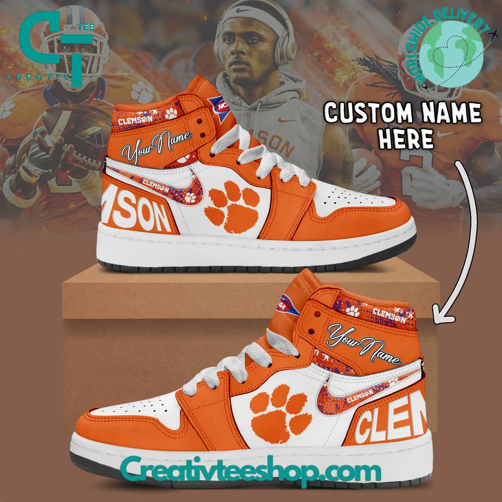 JWFancy Clemson Tigers AJ1 High Sneakers Shoes For Men And Women