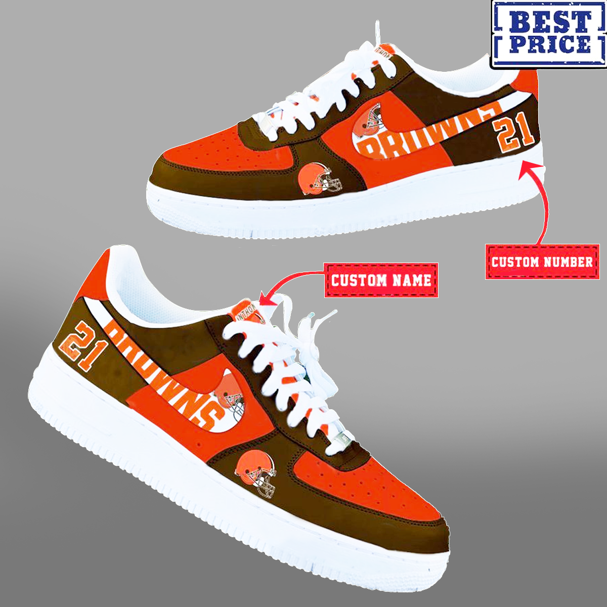 JWFancy Cleveland Browns Air Low-Top Sneakers Shoes For Men And Women