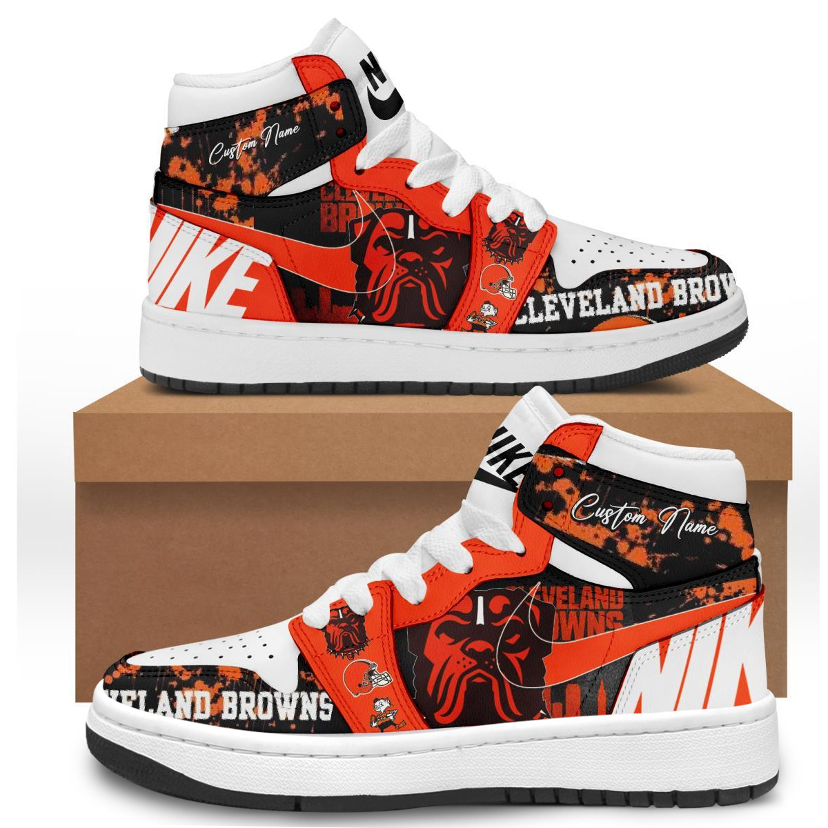 JWFancy Cleveland Browns AJ1 High Sneakers Shoes For Men And Women