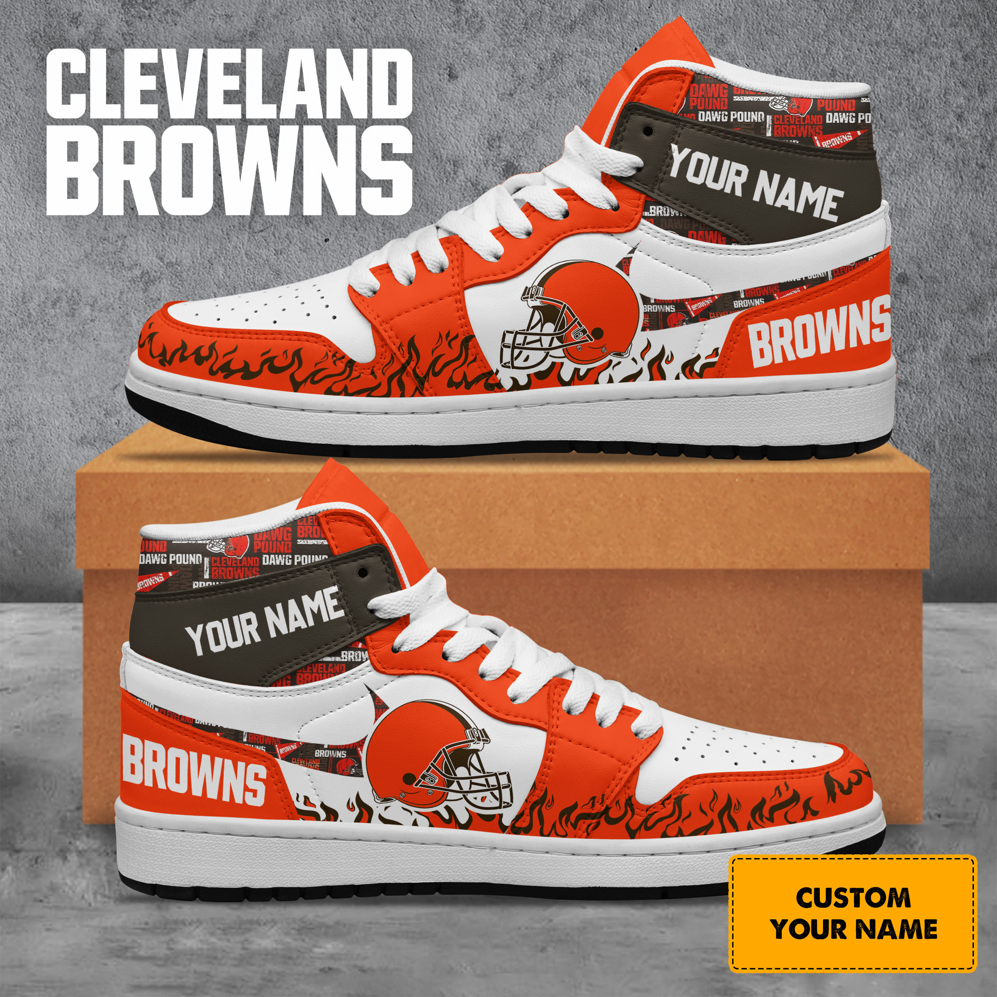 JWFancy Cleveland Browns AJ1 High Sneakers Shoes For Men And Women