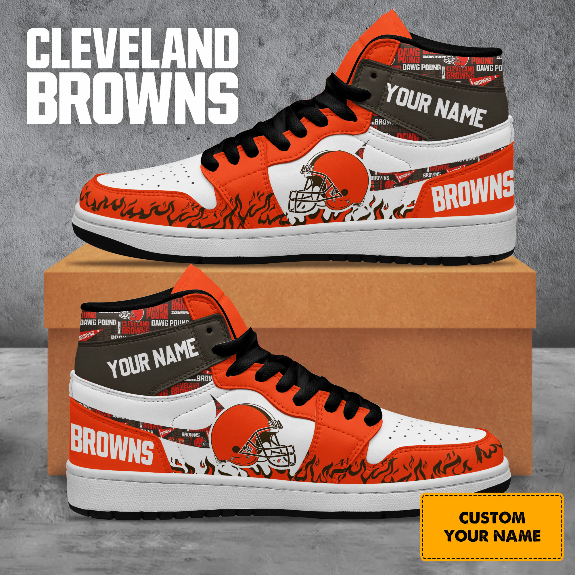 JWFancy Cleveland Browns AJ1 High Sneakers Shoes For Men And Women