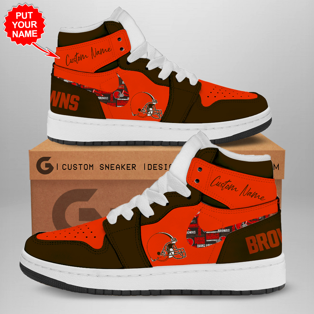 JWFancy Cleveland Browns AJ1 High Sneakers Shoes For Men And Women