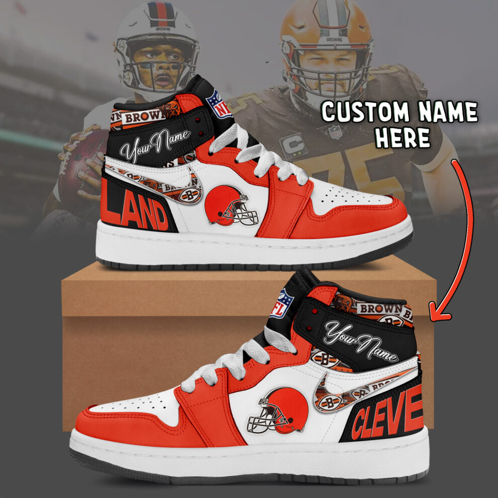 JWFancy Cleveland Browns AJ1 High Sneakers Shoes For Men And Women
