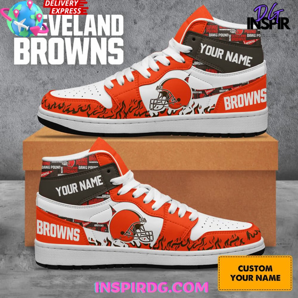 JWFancy Cleveland Browns AJ1 High Sneakers Shoes For Men And Women