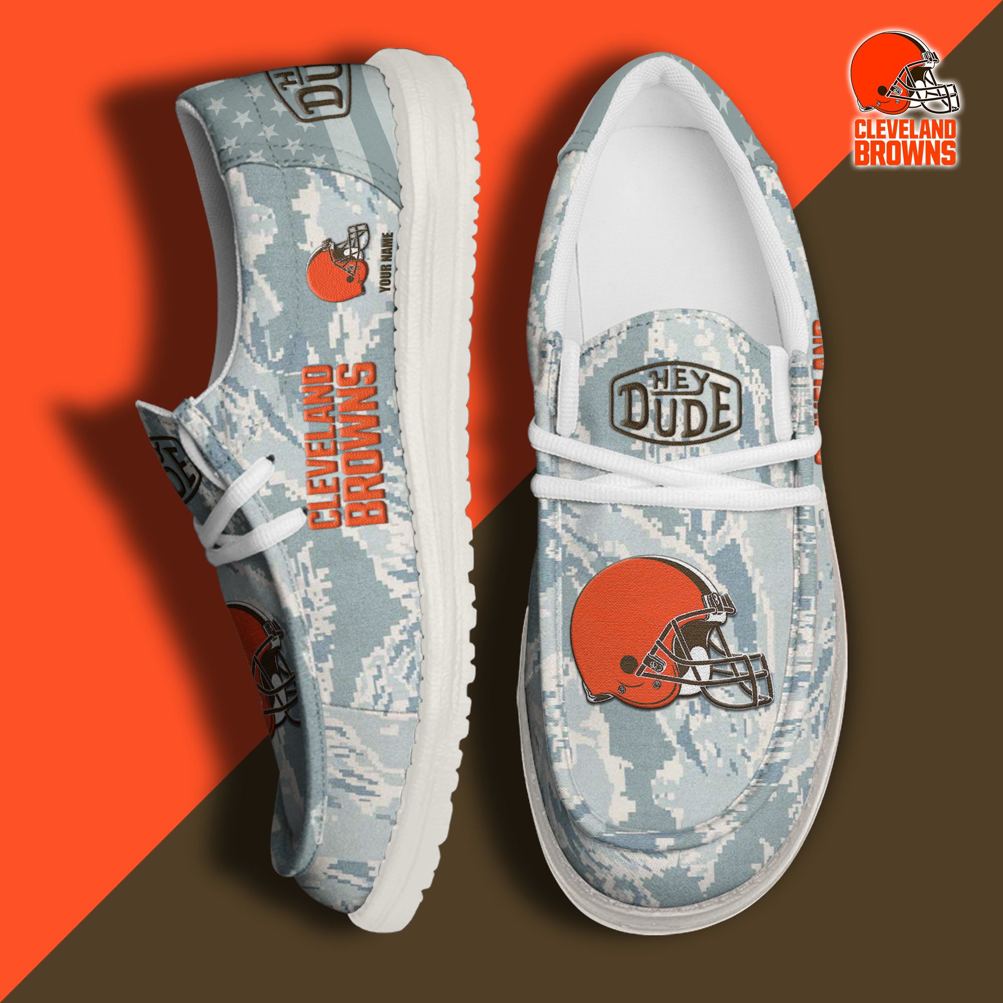 JWFancy Cleveland Browns Hey Dude Shoes Wally Men's Lace Up Loafers Comfortable For Men And Women