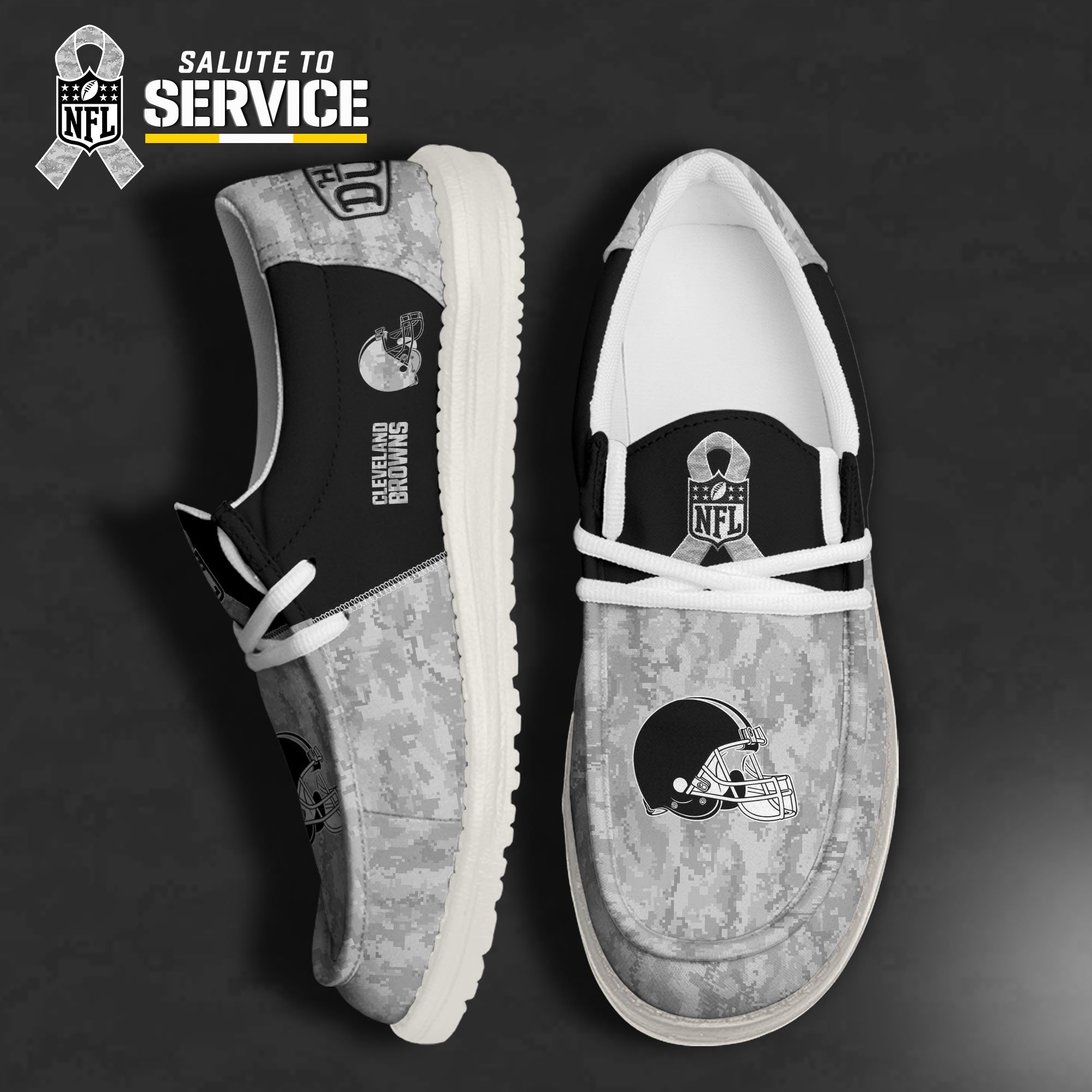 JWFancy Cleveland Browns Hey Dude Shoes Wally Men's Lace Up Loafers Comfortable For Men And Women