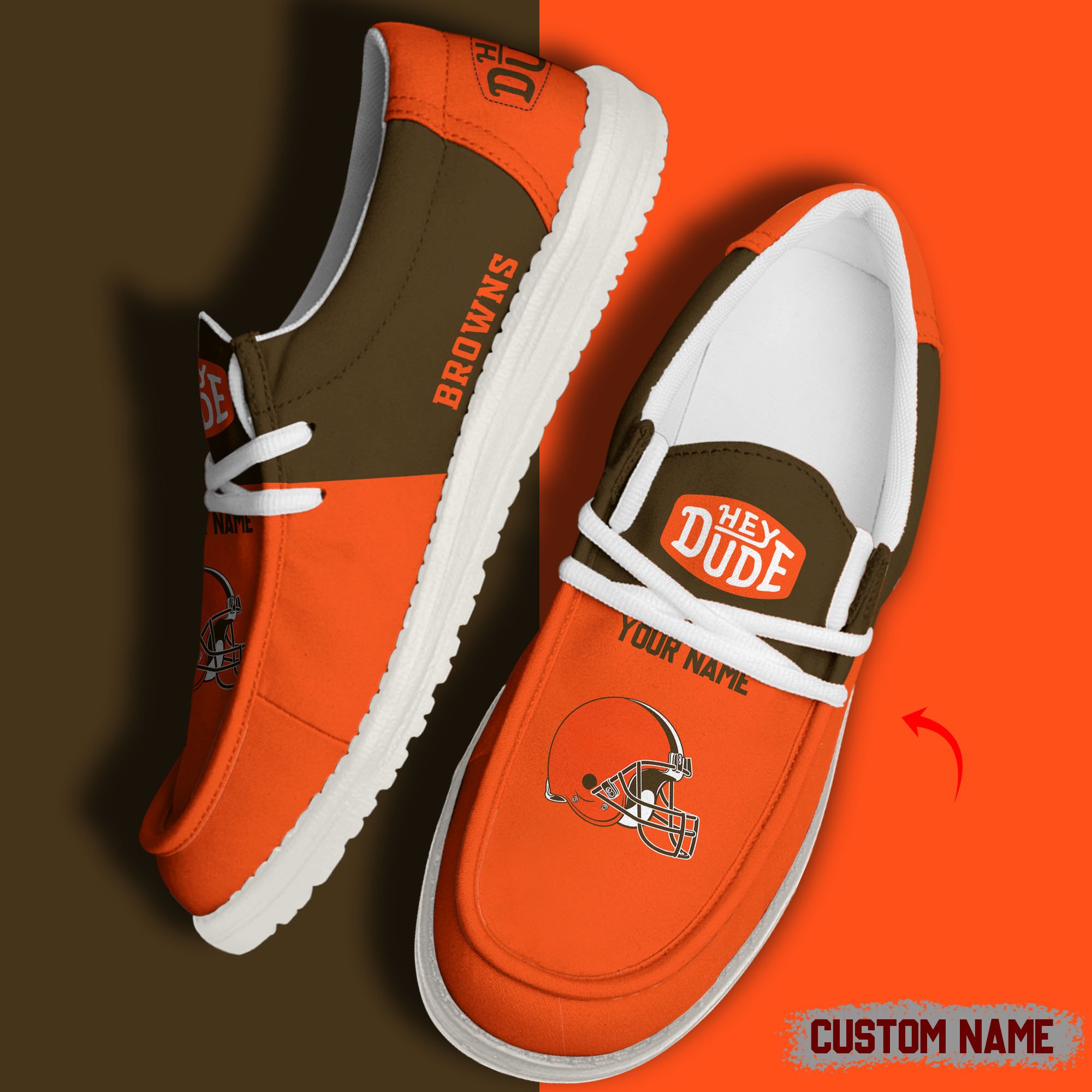 JWFancy Cleveland Browns Hey Dude Shoes Wally Men's Lace Up Loafers Comfortable For Men And Women