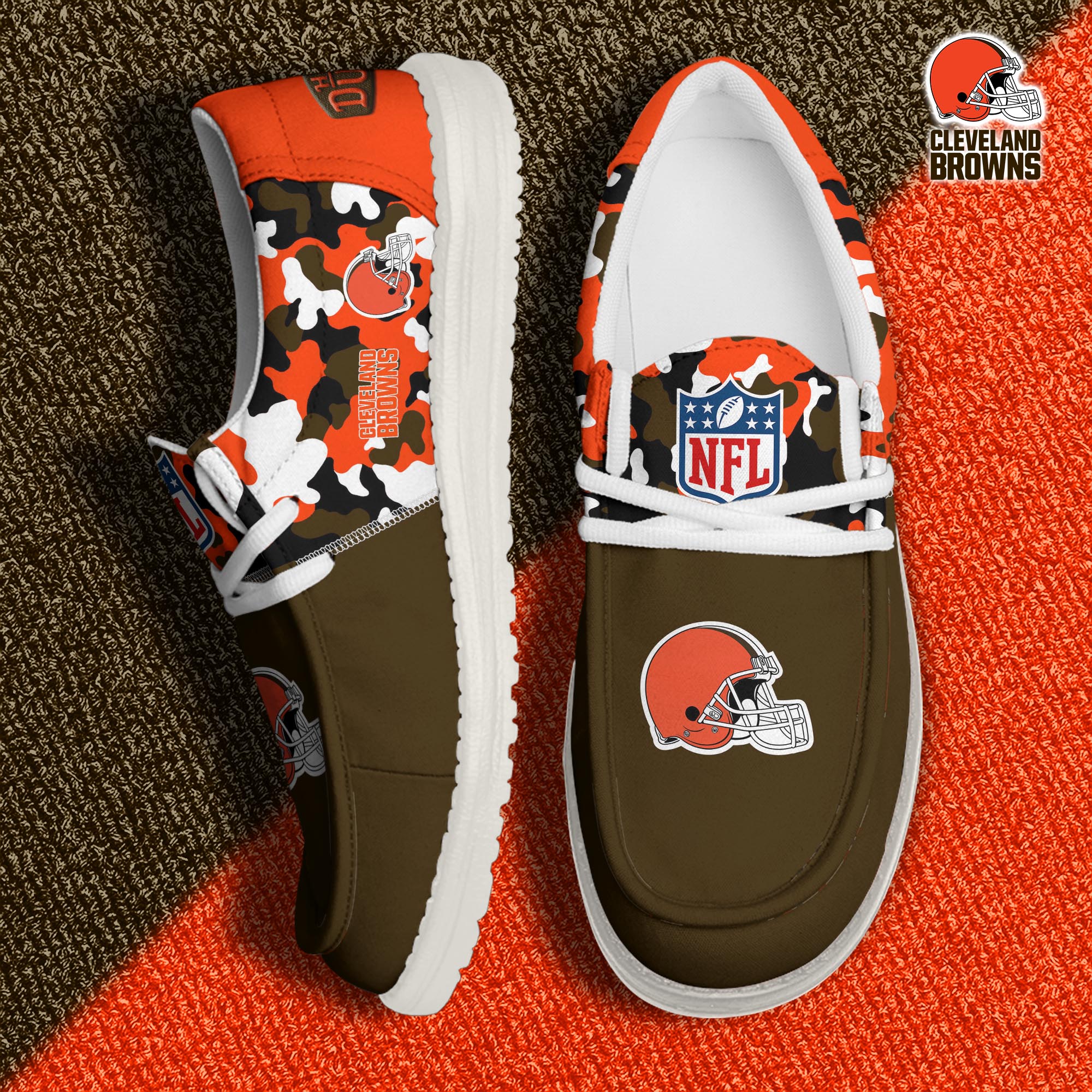 JWFancy Cleveland Browns Hey Dude Shoes Wally Men's Lace Up Loafers Comfortable For Men And Women