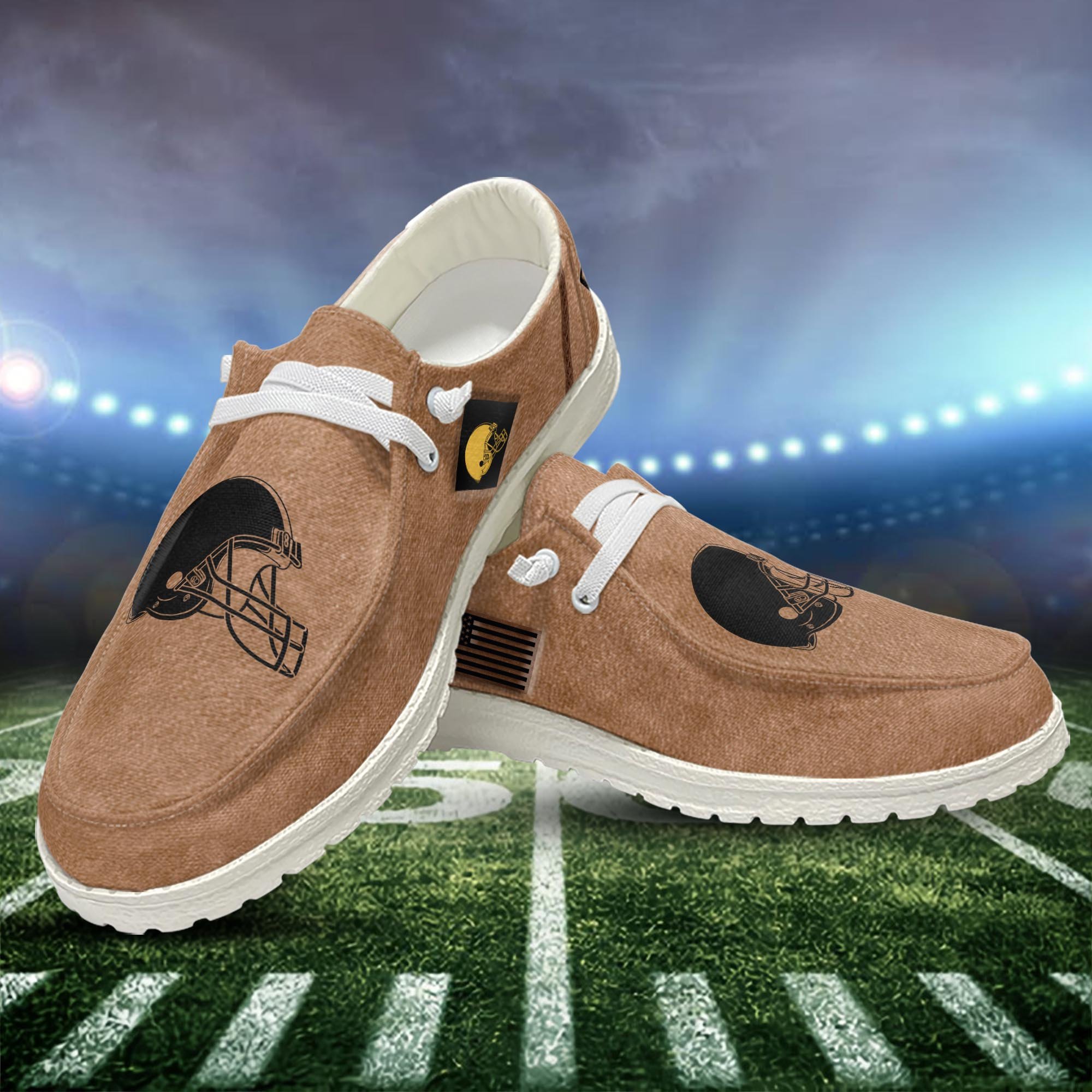 JWFancy Cleveland Browns Hey Dude Shoes Wally Men's Lace Up Loafers Comfortable For Men And Women